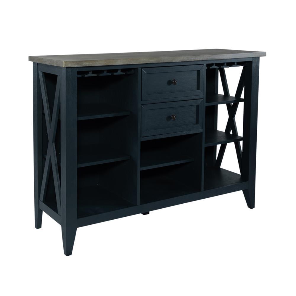 Navy Transitional Rubberwood Pine Server with Storage