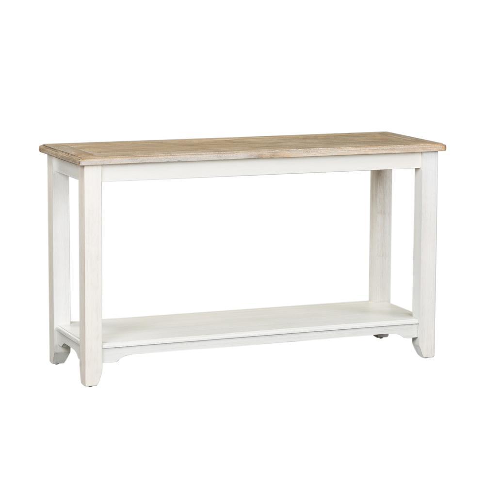 Summerville White and Brown Rectangular Wood Sofa Table with Storage