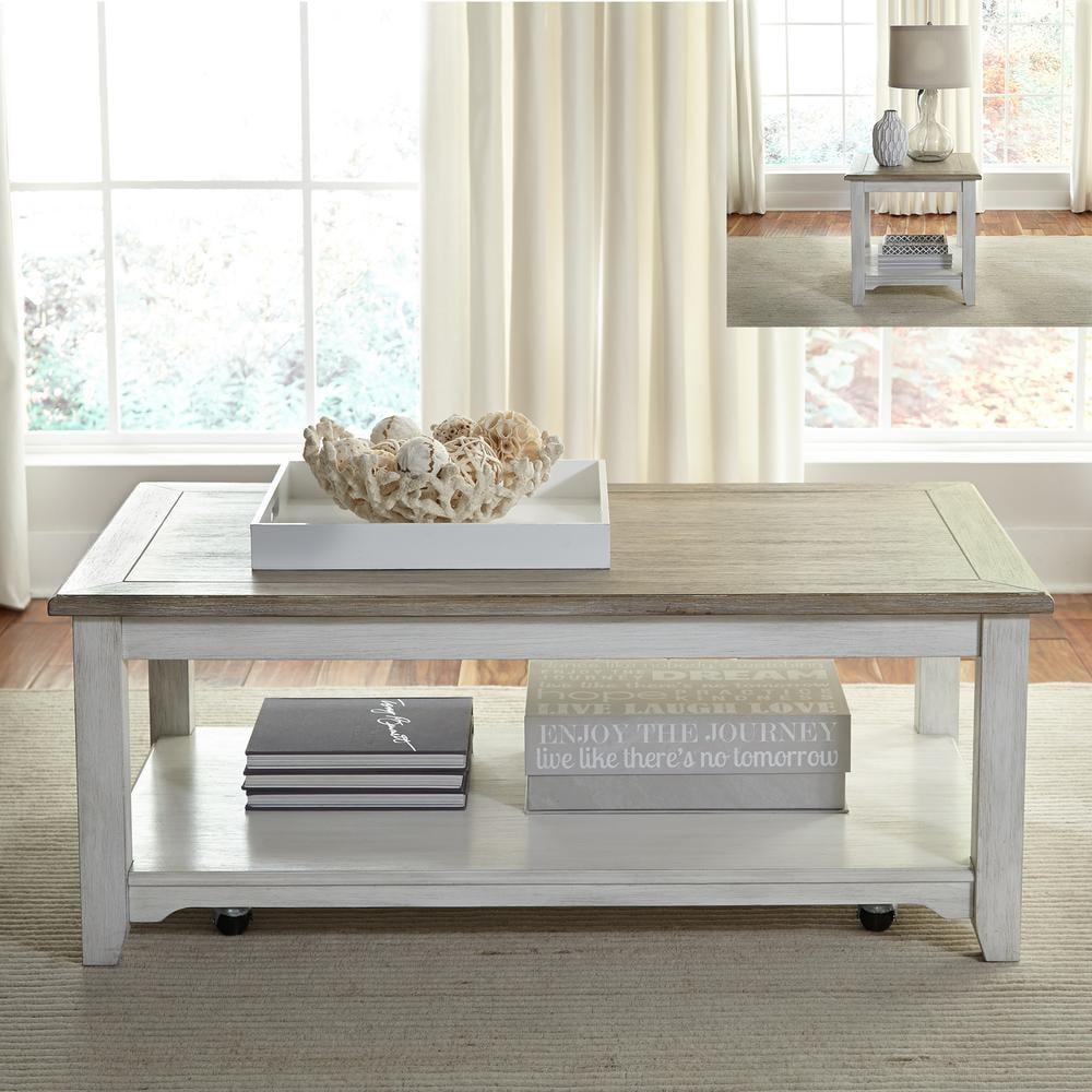 Summerville White and Gray 3-Piece Coffee and End Table Set