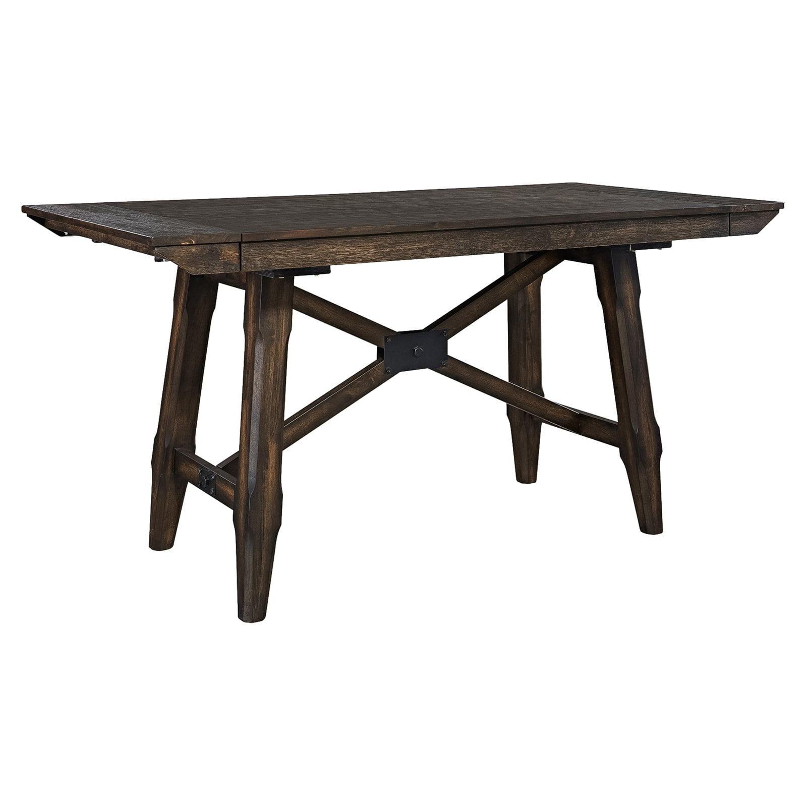 Brown Wood Extendable Rectangular Counter Height Dining Table