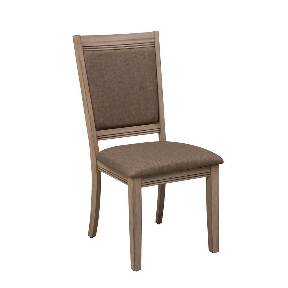 Brown Upholstered Side Chair with Wood Frame