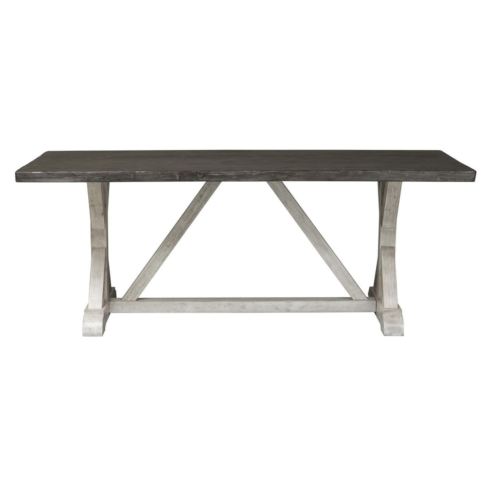 Rustic White and Charcoal Reclaimed Wood Rectangular Dining Table