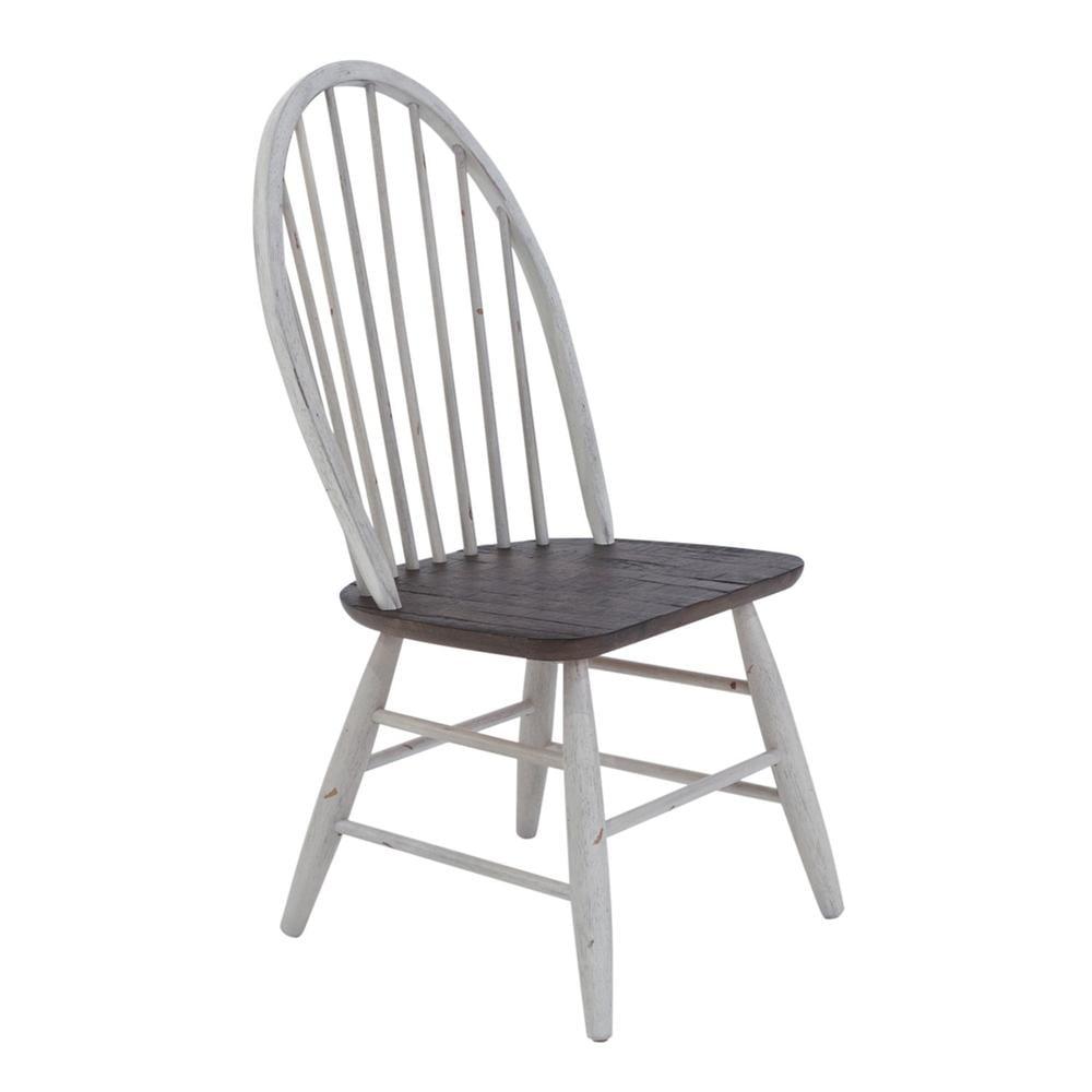 Windsor Two Tone White Wood Slat Side Chair