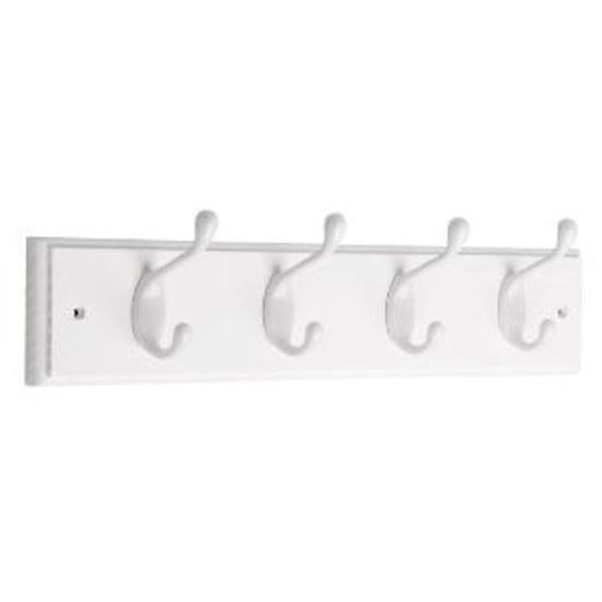 129847 4 Hook Coat/Hat Rail White with White Hooks 3" x 18"