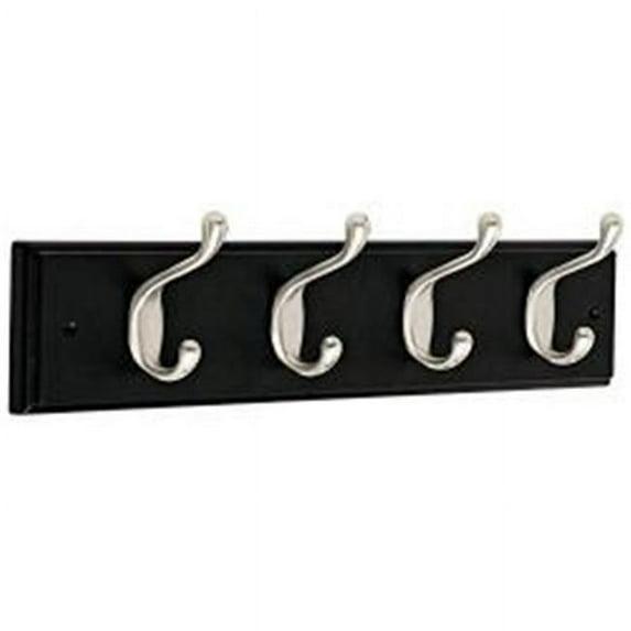 Liberty Hardware 260595 18 in. Coat & Hat Hook Rail, Black Wood Grain & Nickel