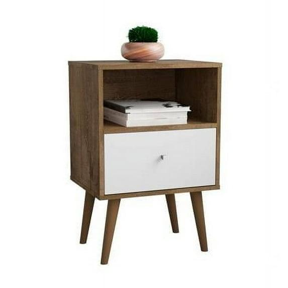 Liberty 1.0 Mid Century Modern Nightstand Rustic Brown/White - Manhattan Comfort