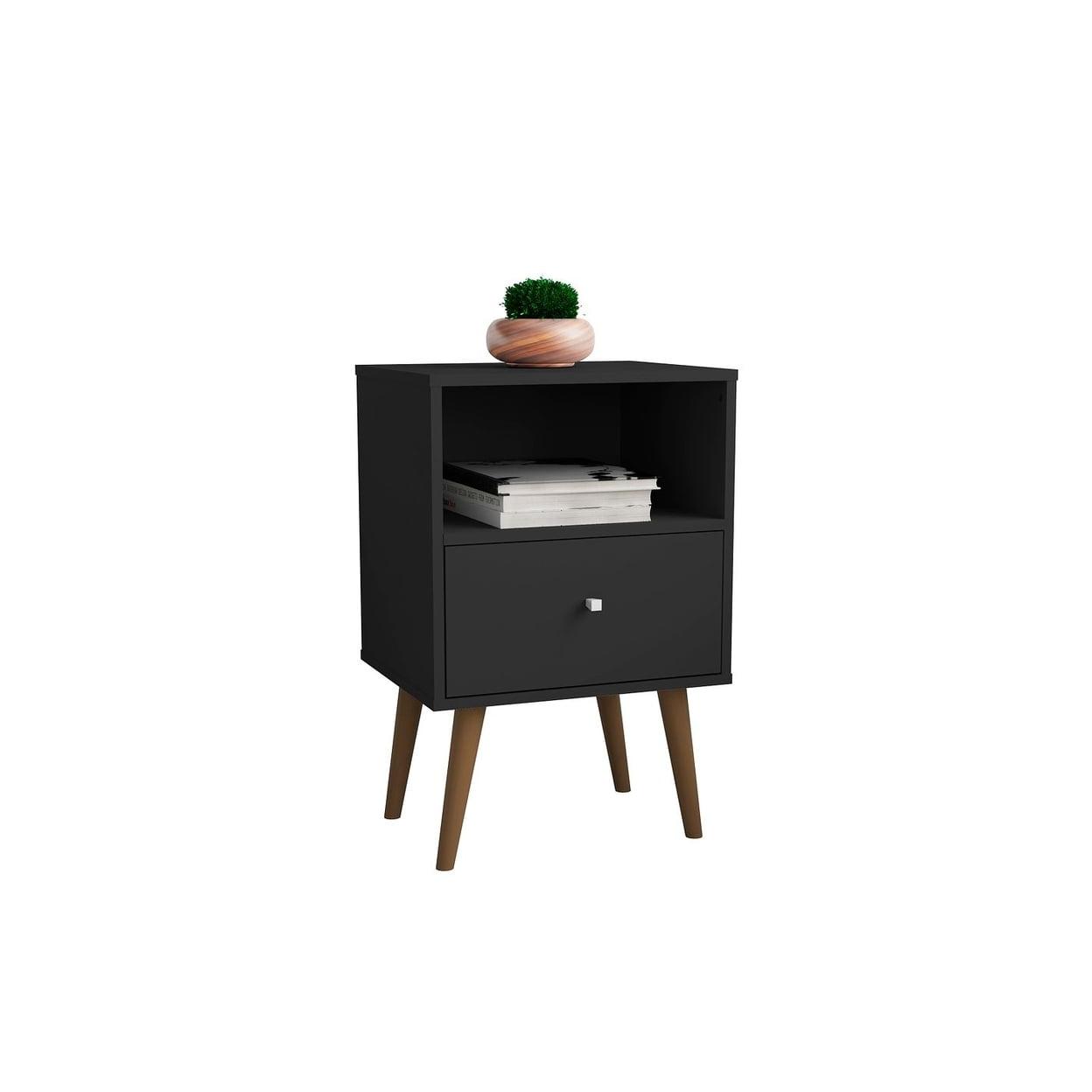 Liberty 1.0 Mid Century Modern Nightstand Black - Manhattan Comfort