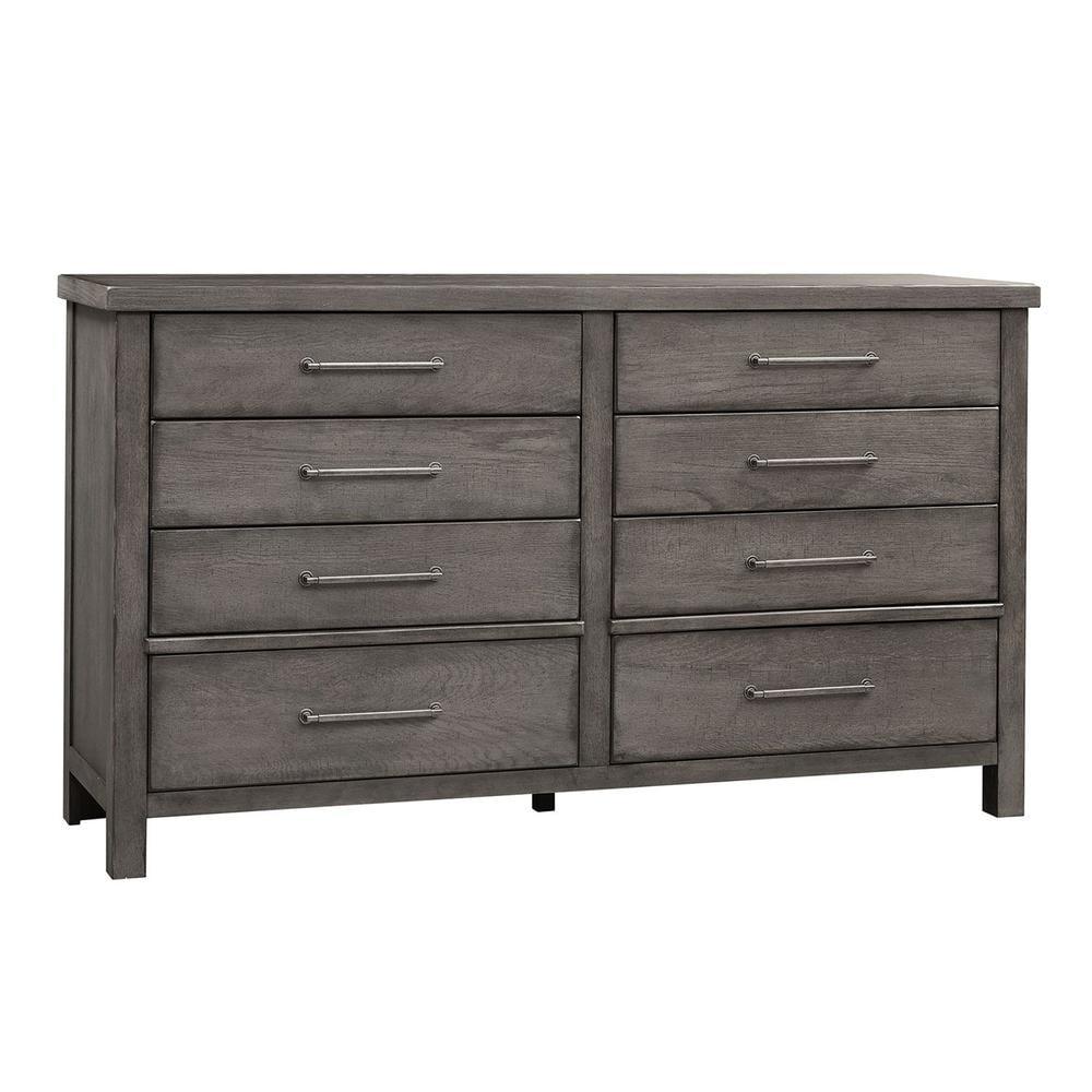 Dark Gray Farmhouse 8-Drawer Dresser with Felt Lined Drawers