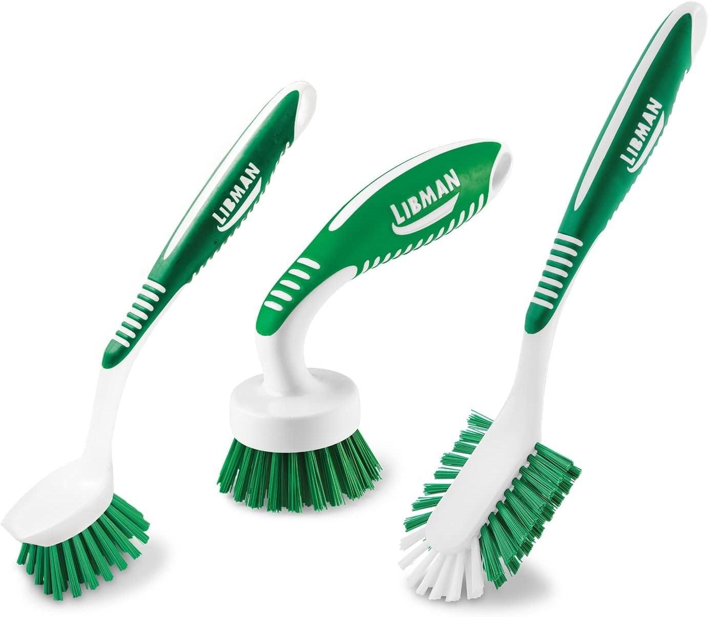 Libman Green and White 3-Piece Kitchen Scrub Brush Kit