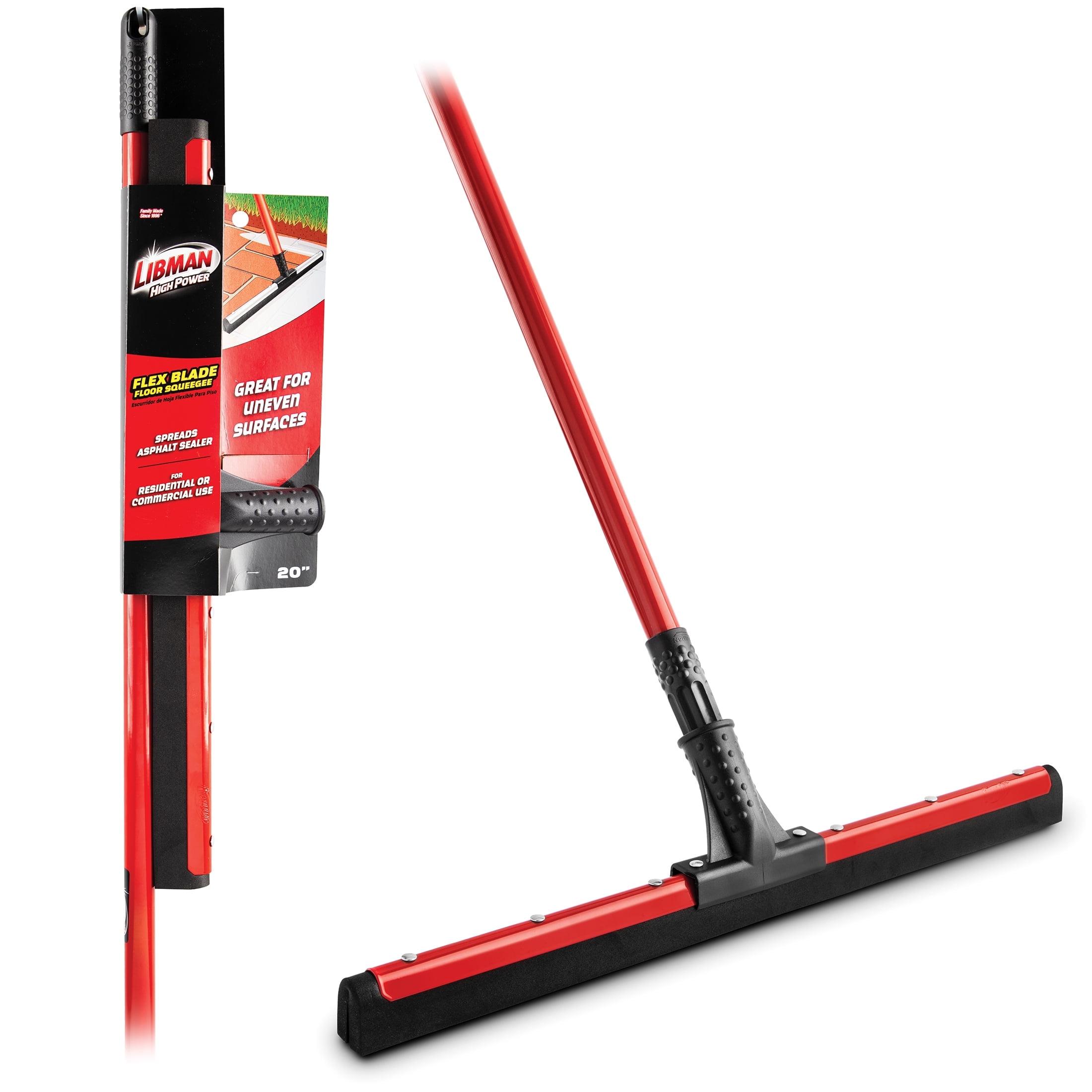 Libman High Power Commercial 20" Rubber Flex Blade Floor Squeegee Red Steel Handle
