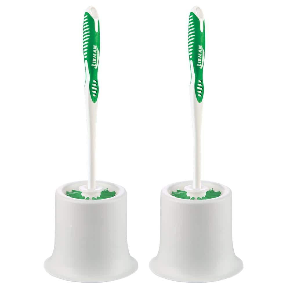 Green and White Polypropylene Toilet Brush and Holder Set