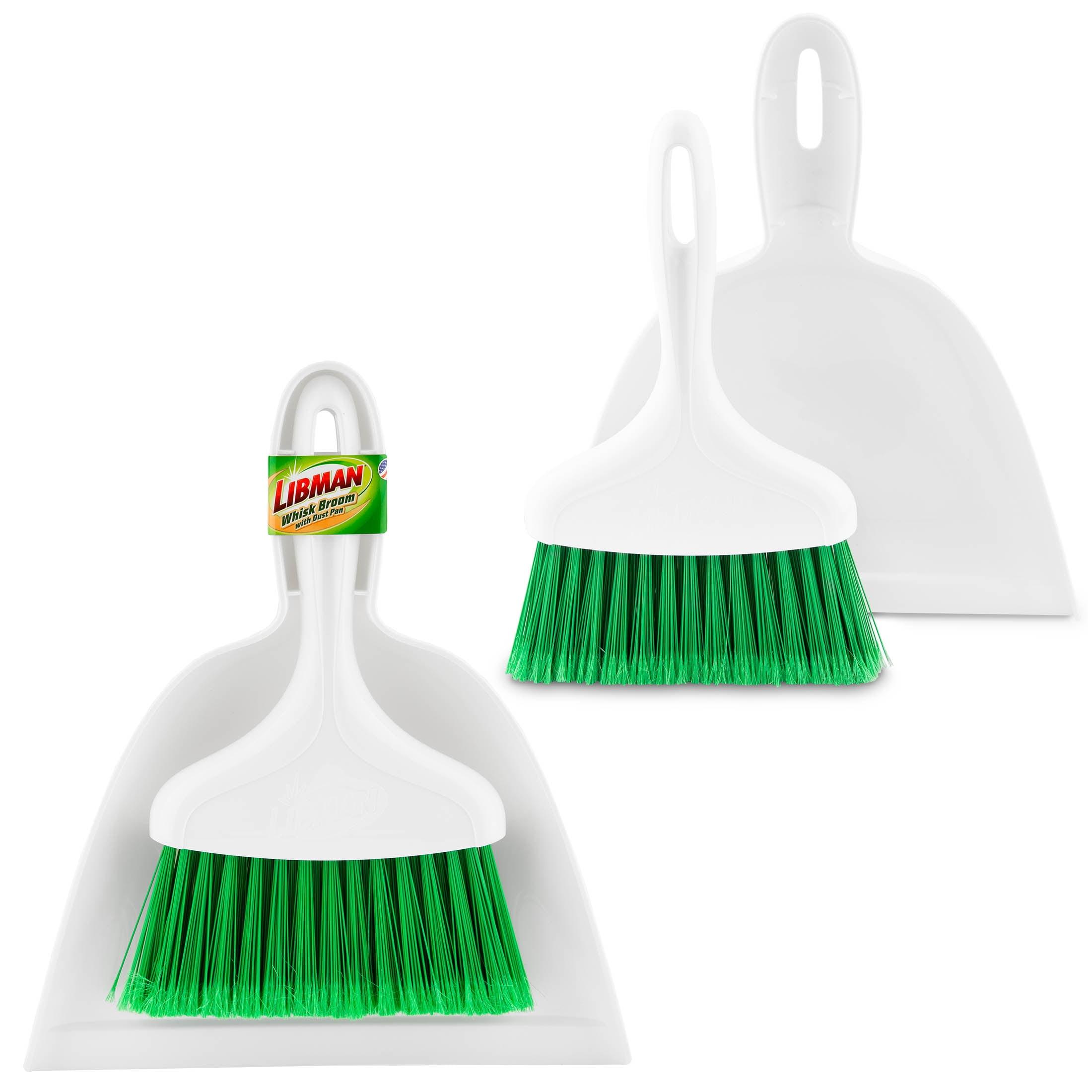 Libman Whisk Broom and Dustpan Set Green White Polypropylene