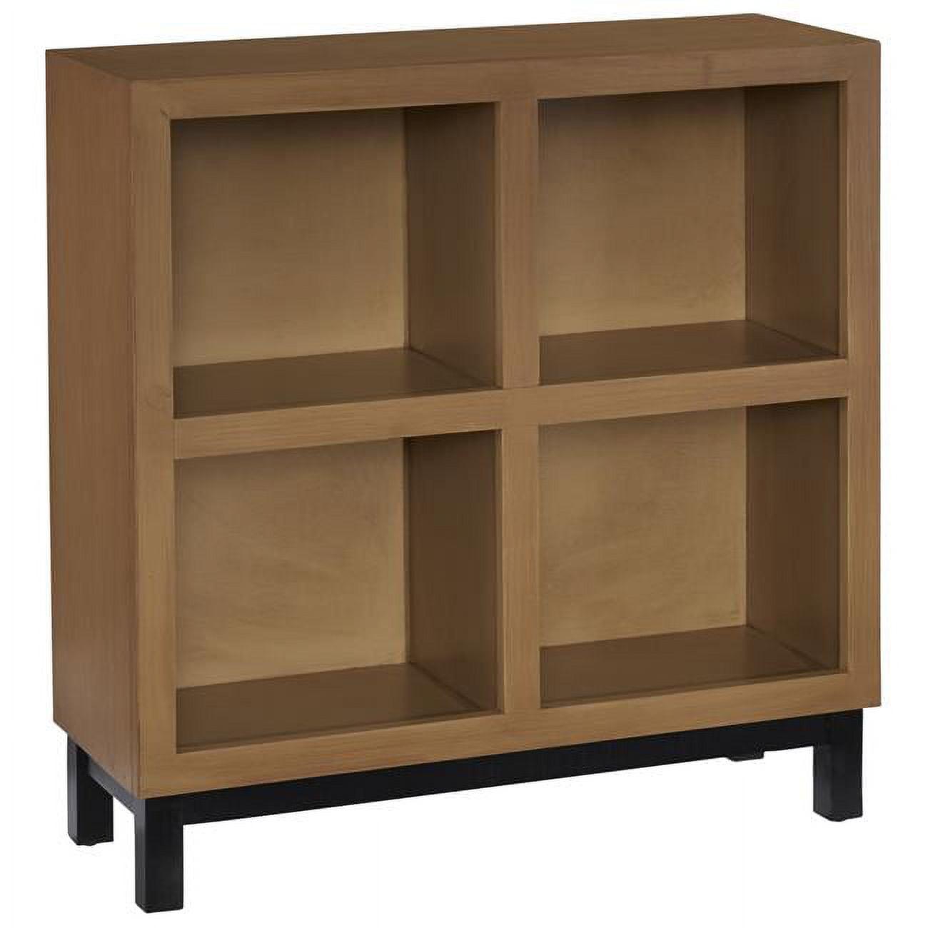 Transitional Camel Brown Library Accent Bookcase with Doors