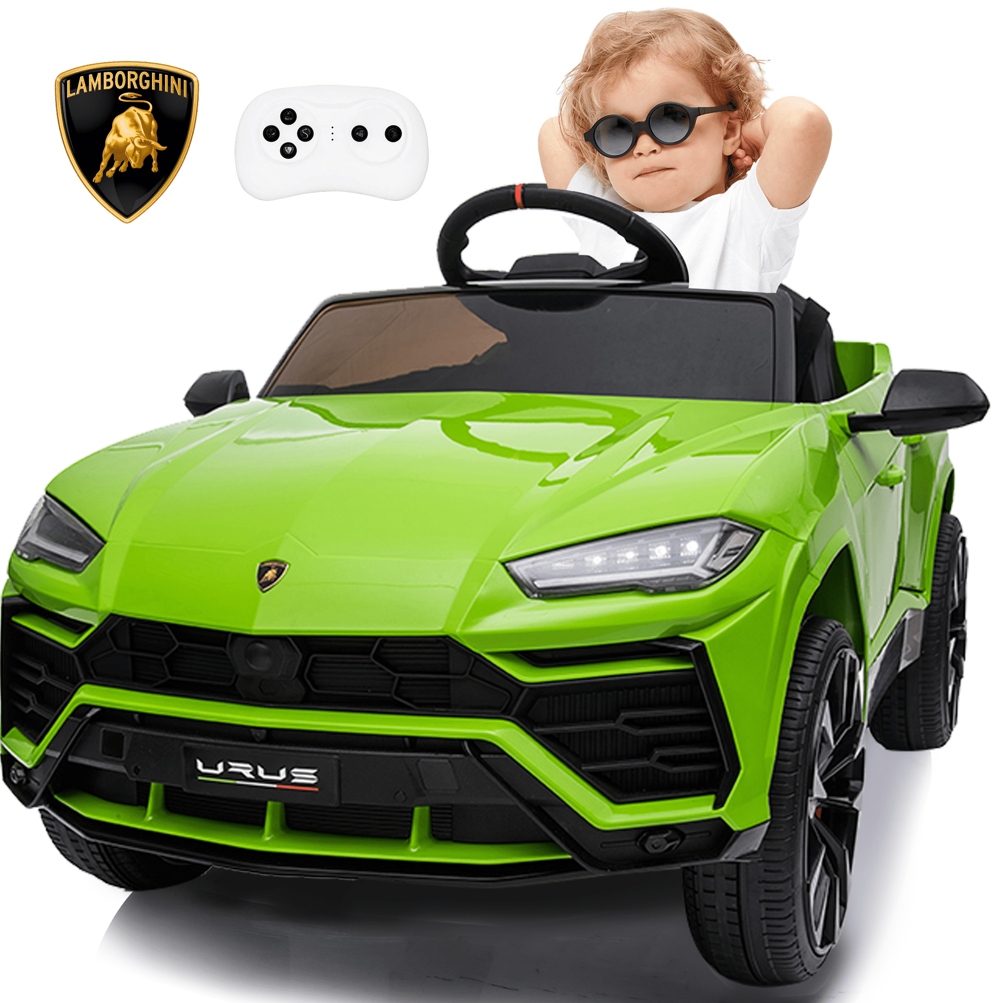 Green 12V Lamborghini Urus Kids Ride-On Car with Remote