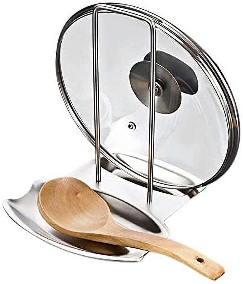 Namzi Lid and Spoon Rest,Pan Pot Cover Lid Rack Stand Organizer Spoon Rest Stove Organizer Storage Soup Spoon Rests Utensils Lid Holder Spoon Holder Lid Shelf Kitchen Utensils (Stainless Steel)