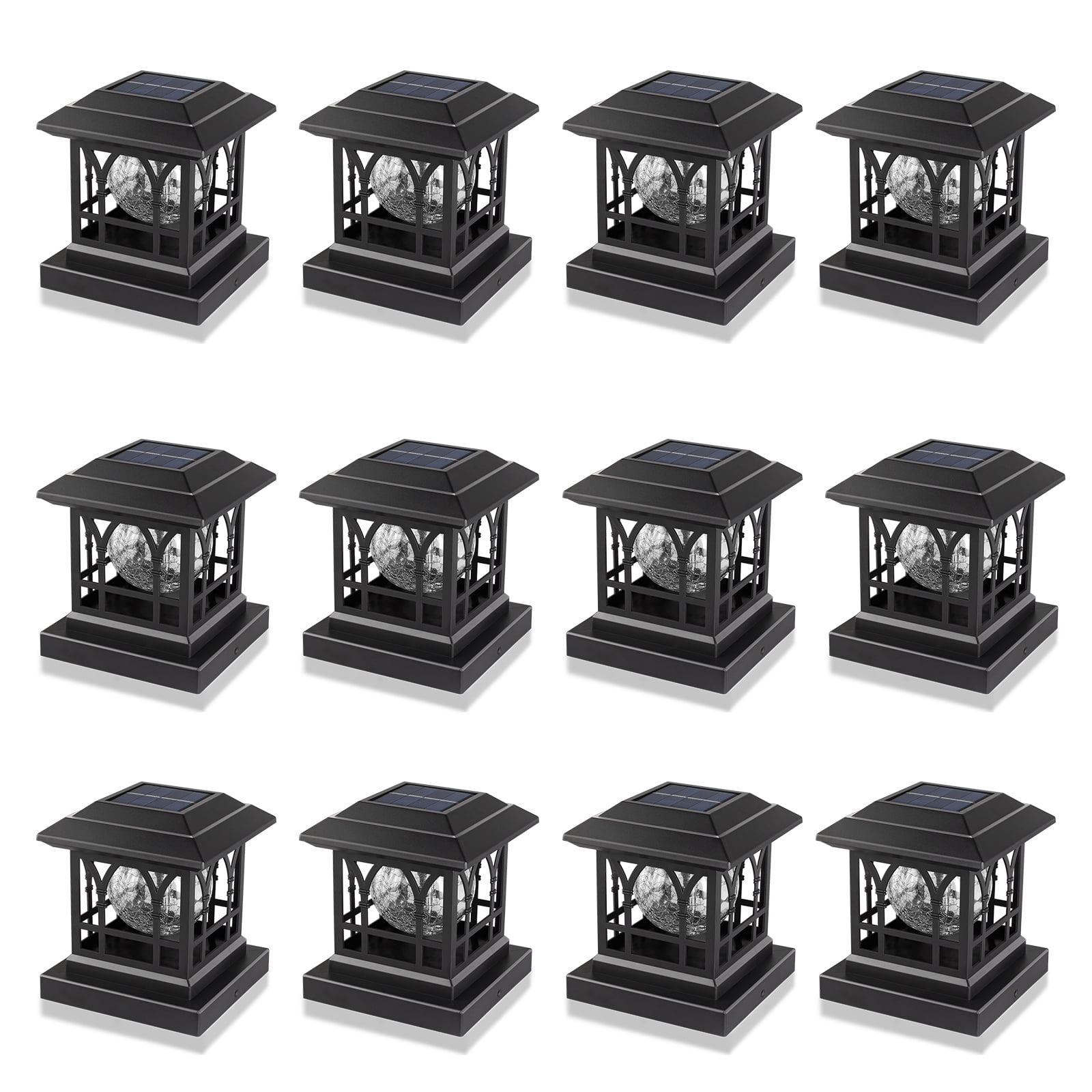 Liefgarden Solar Post Cap Lights Outdoor, RGB & Warm White 2 LED Lighting Mode 20 LM, Fits 3.6x3.6 4x4 4.5x4.5 5x5 Wooden Fence Deck Patio Garden. Black (6 Pack)