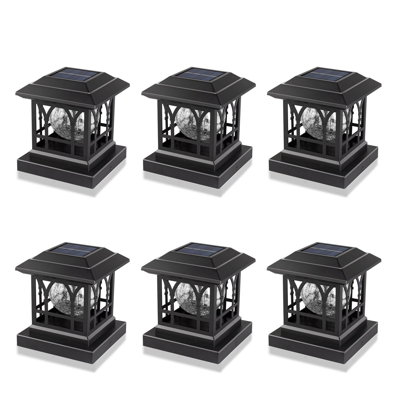 Liefgarden Solar Post Cap Lights Outdoor, RGB & Warm White 2 LED Lighting Mode 20 LM, Fits 3.6x3.6 4x4 4.5x4.5 5x5 Wooden Fence Deck Patio Garden. Black (6 Pack)