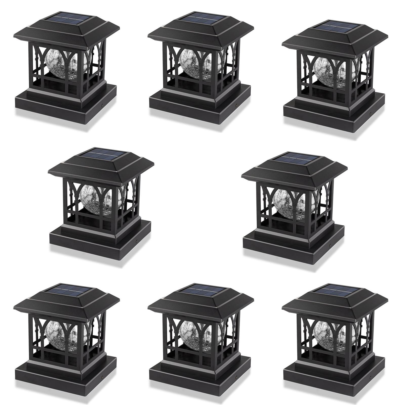 Liefgarden Solar Post Cap Lights Outdoor, RGB & Warm White 2 LED Lighting Mode 20 LM, Fits 3.6x3.6 4x4 4.5x4.5 5x5 Wooden Fence Deck Patio Garden. Black (6 Pack)