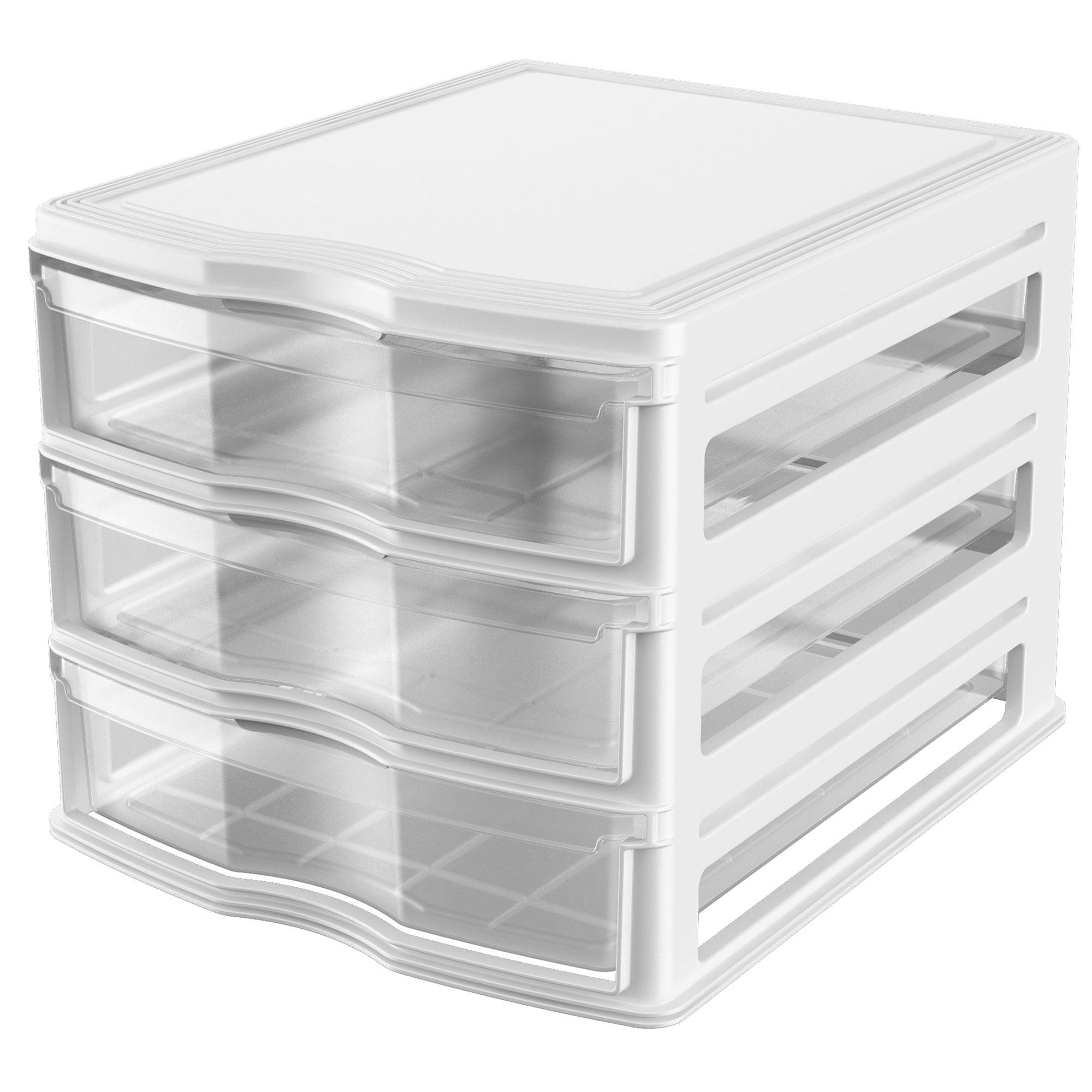 White 3 Drawer Stackable Plastic Storage Organizer