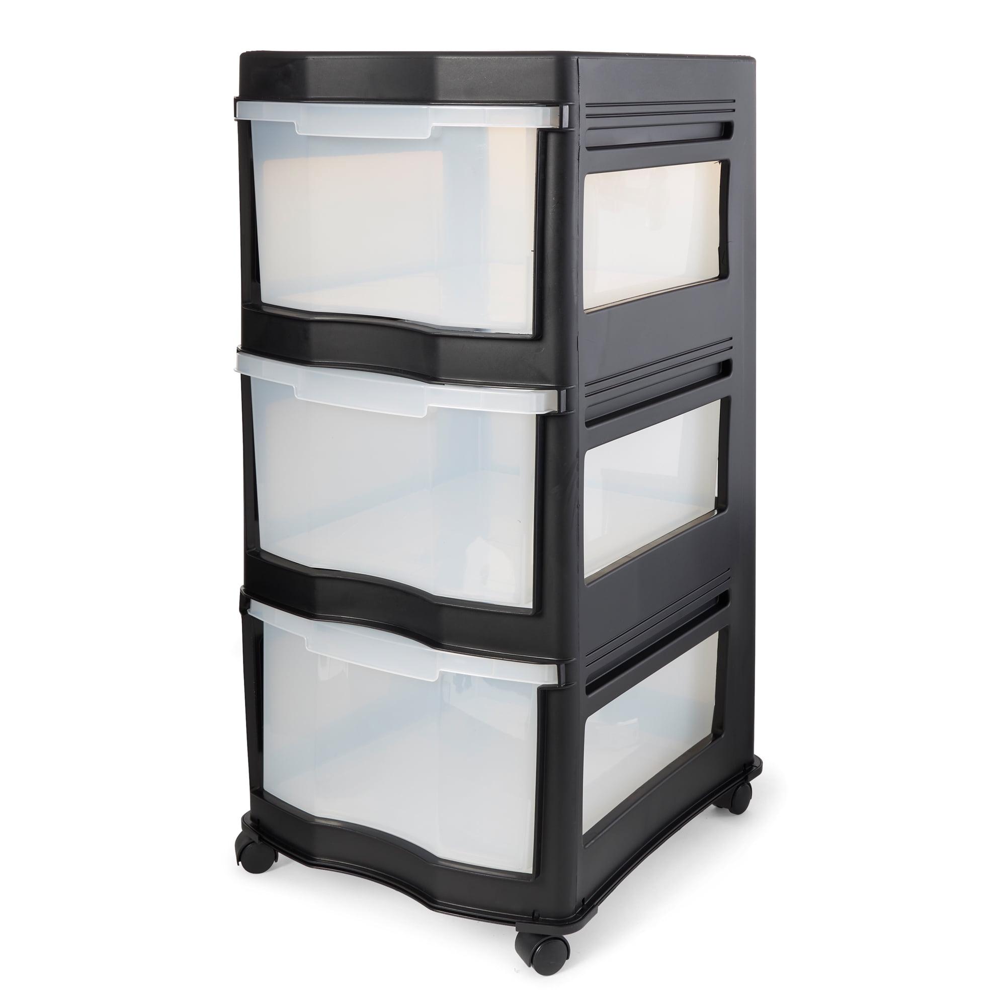 Life Story Classic 3 Shelf Standing Plastic Home Storage Organizer and Drawers with Wheels for Closet, Dorm, or Office