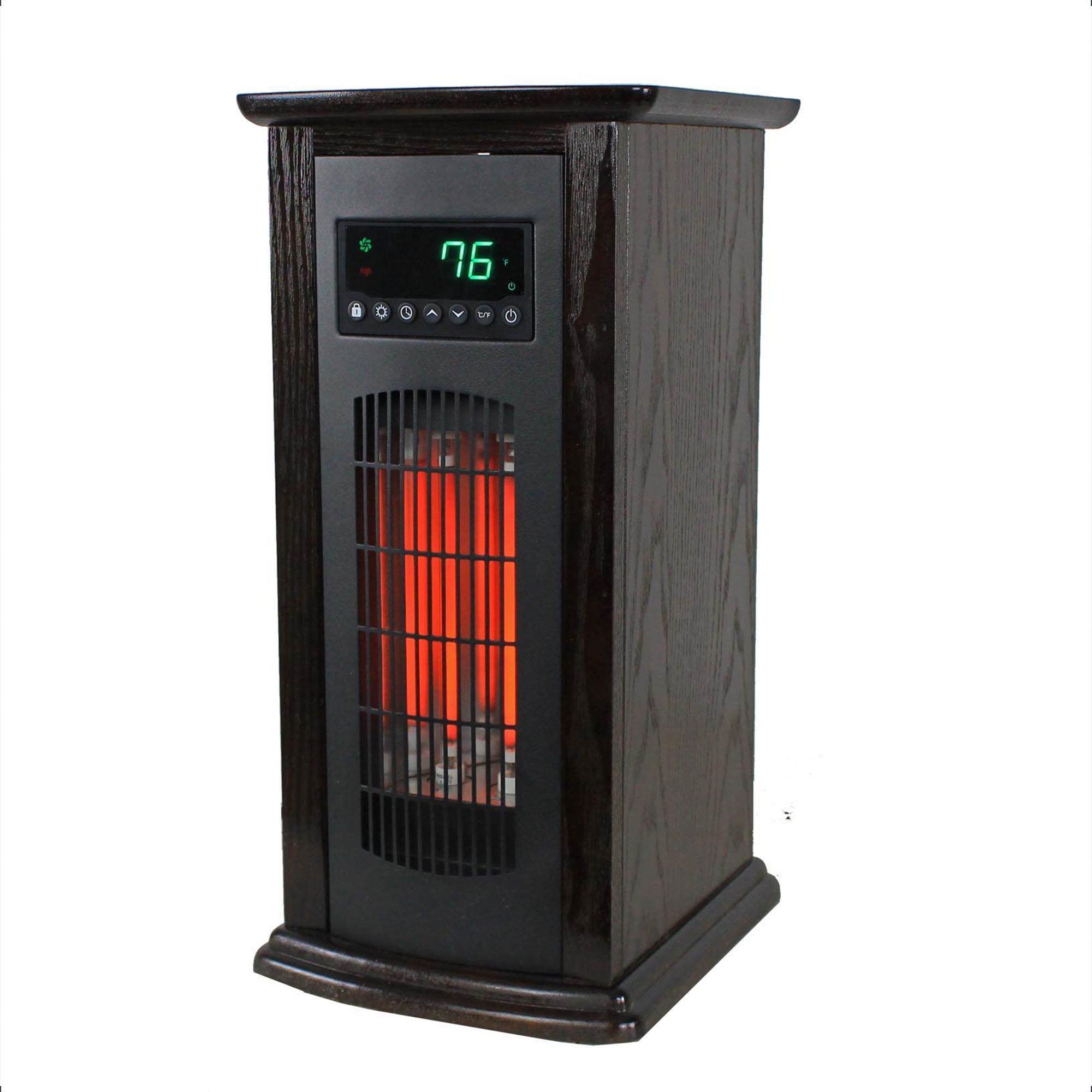 LifeSmart LifePro 1500W Infrared Quartz Indoor Home Tower Space Heater with Adjusting Temperatures and Remote Controls, Black