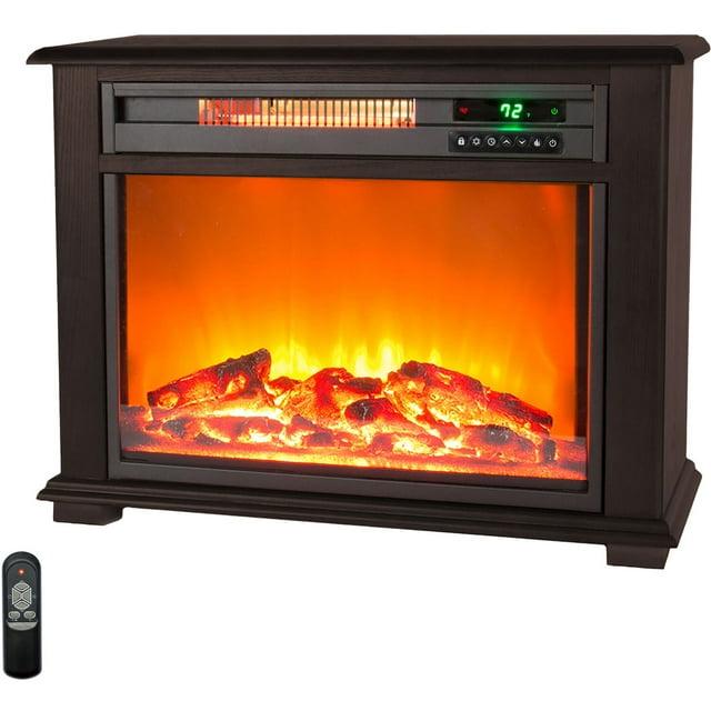 Lifesmart LifeSmart Portable Dark Walnut 3 Quartz Infrared Fireplace Heater with Remote Control and Timer