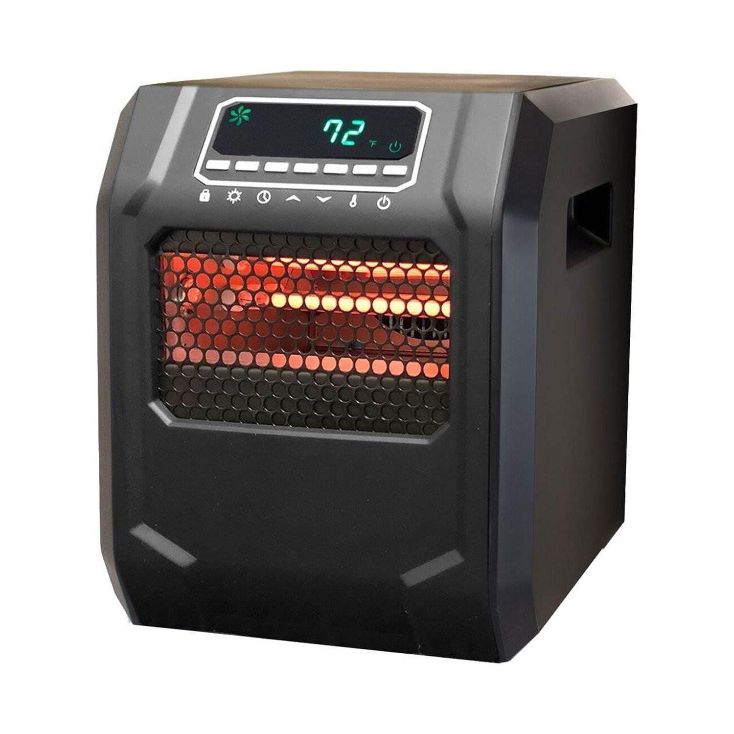 LifeSmart 1500 Watt Portable Electric Infrared Quartz Space Heater for Indoor Use with 4 Heating Elements and Remote Control, Black