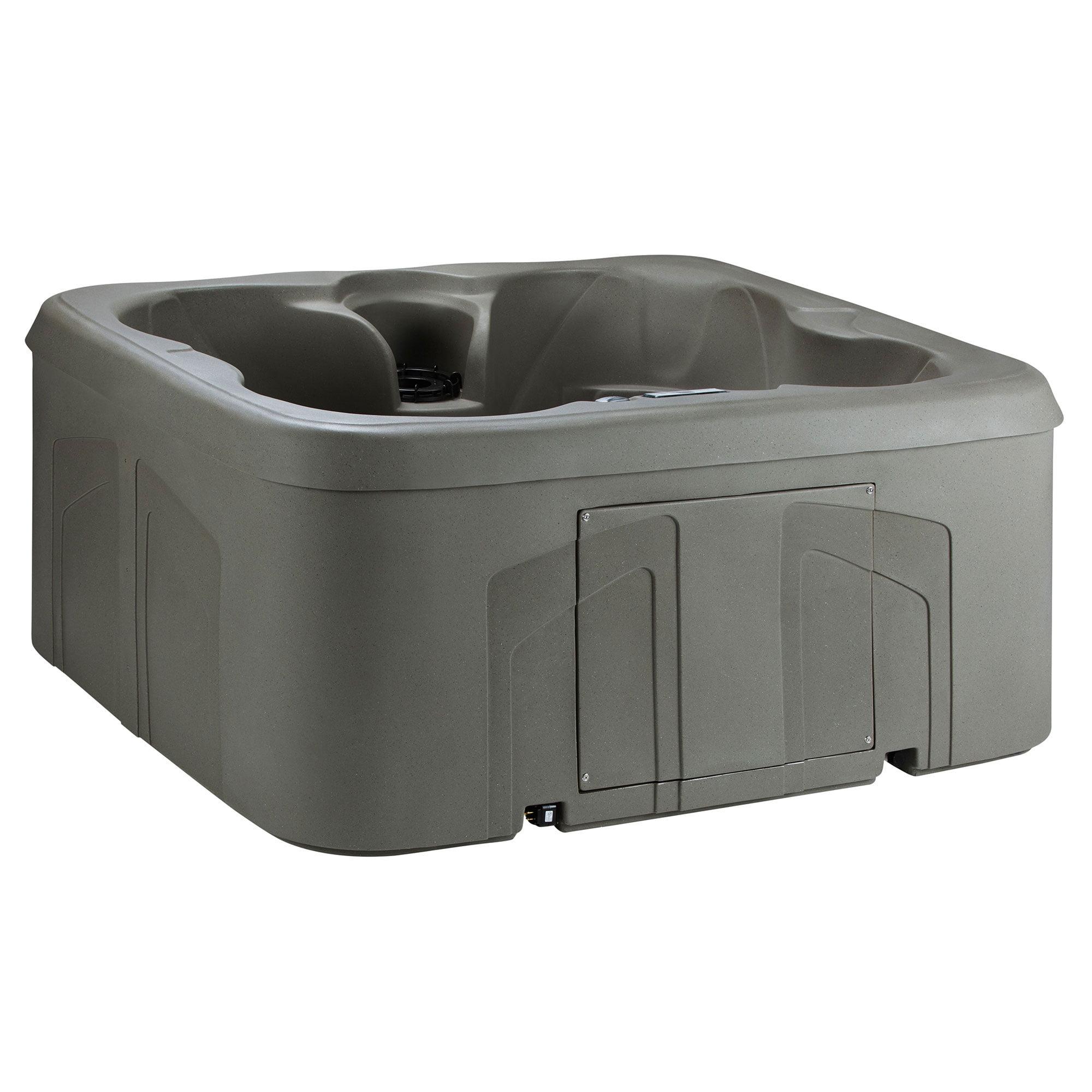 Taupe Square 4-Person Plug & Play Outdoor Hot Tub Spa