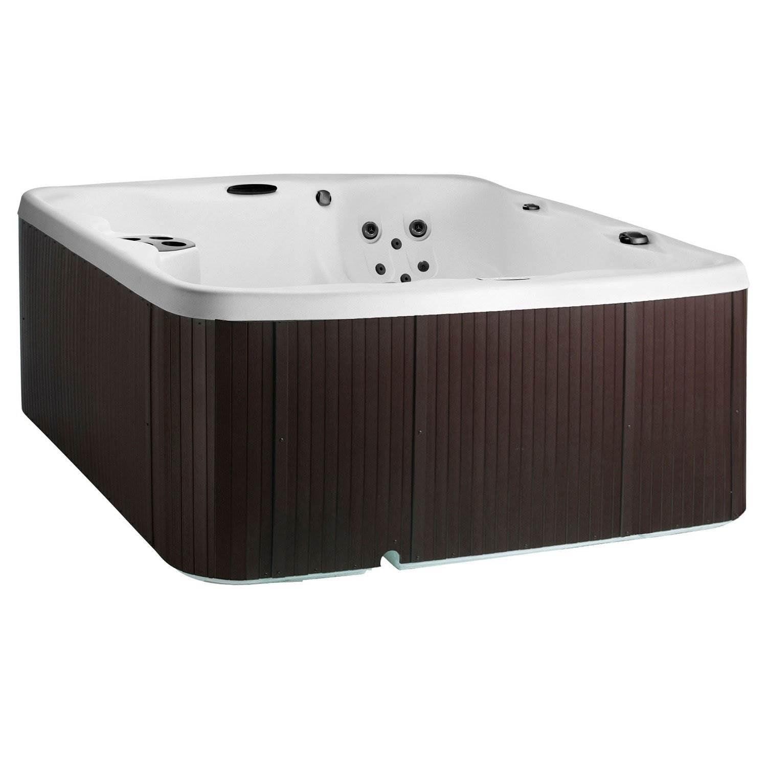 Lifesmart 5-Person Arctic White and Espresso Square Hot Tub