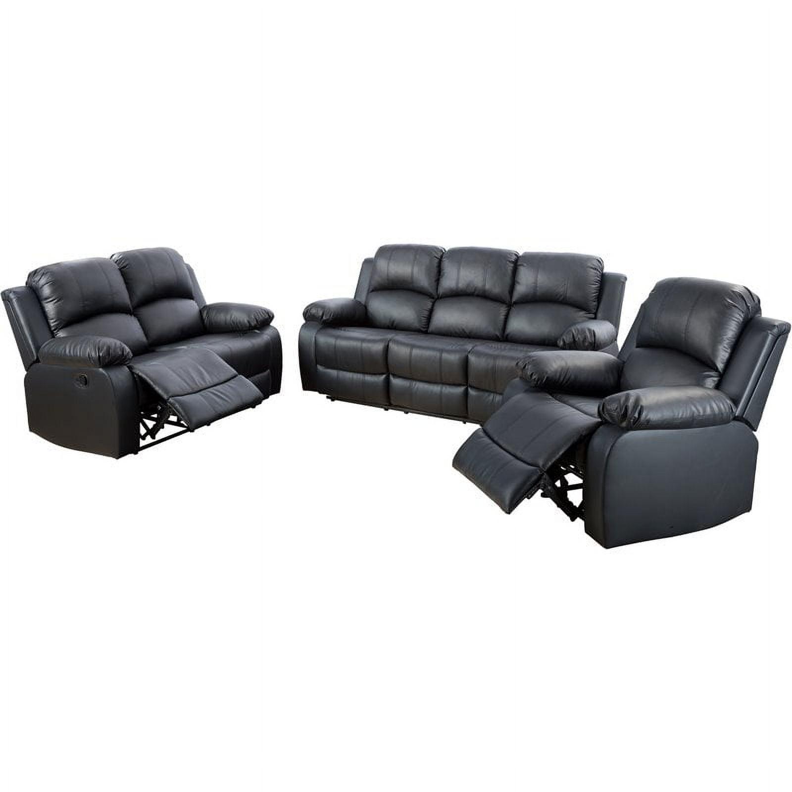 Raymond Black Faux Leather 3-Piece Recliner Set with Rocker Base