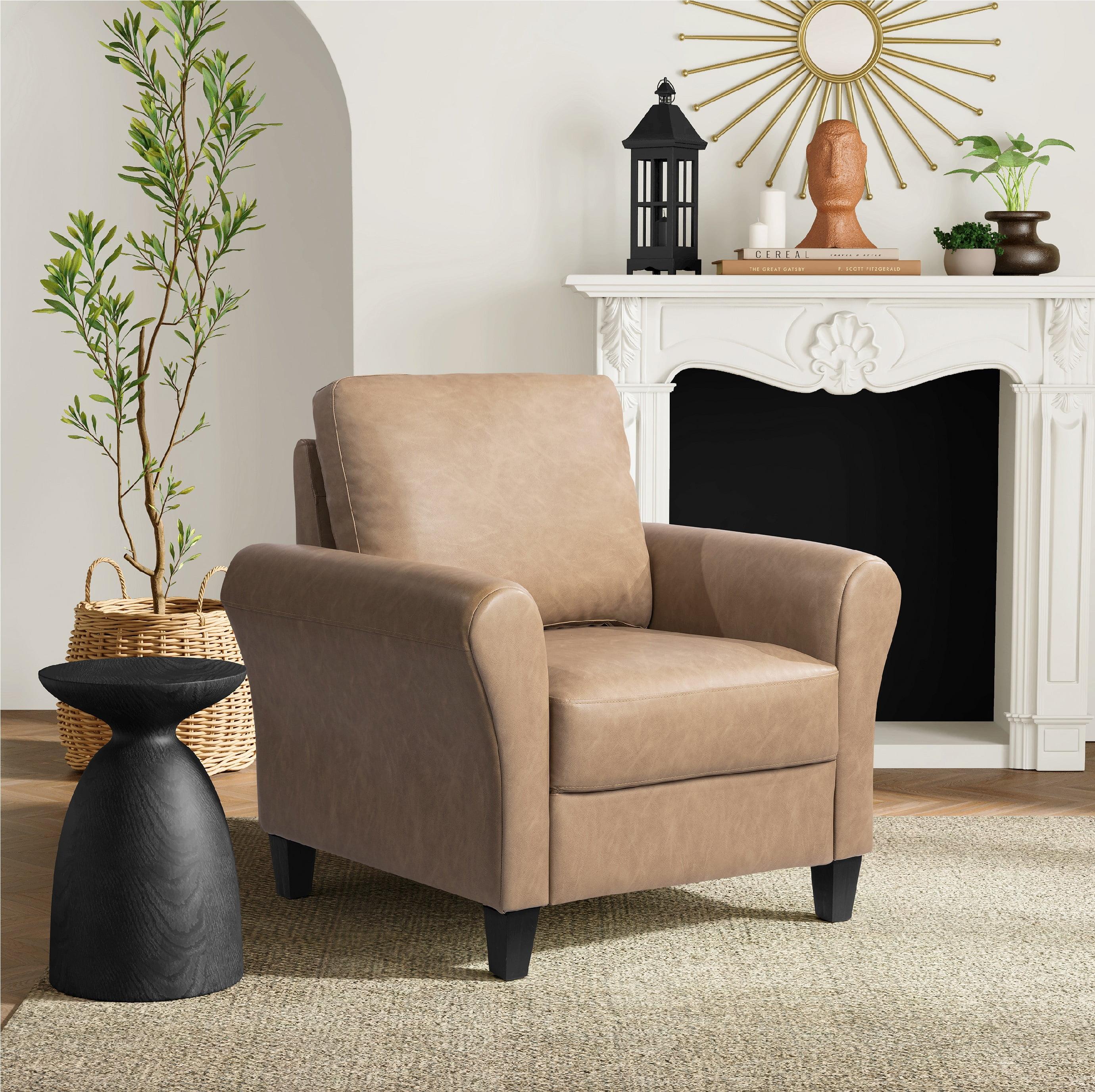 Brown Faux Leather Lawson Accent Chair with Tapered Legs