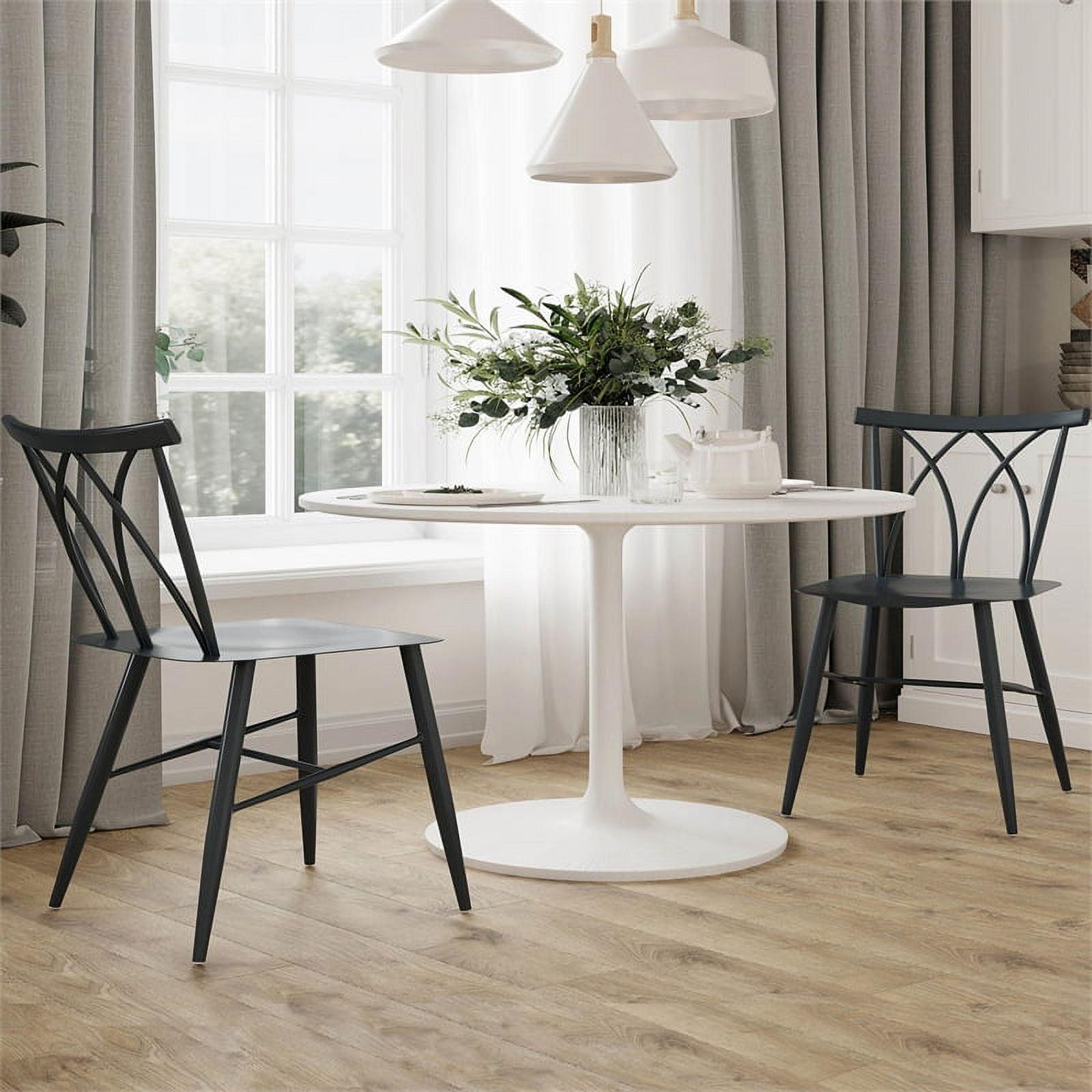 Ashton Contemporary Cross-Back Dark Gray Metal Dining Chairs, 2-Pack