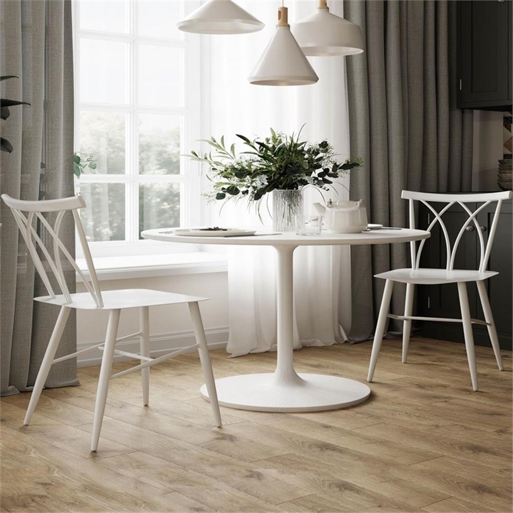 White Cross Back Wood and Metal Side Chair Set