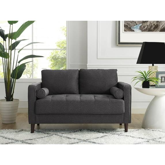 Giovanni Loveseat Gray - Lifestyle Solutions: Compact, Tufted, with Pocket Coils & High-Density Foam