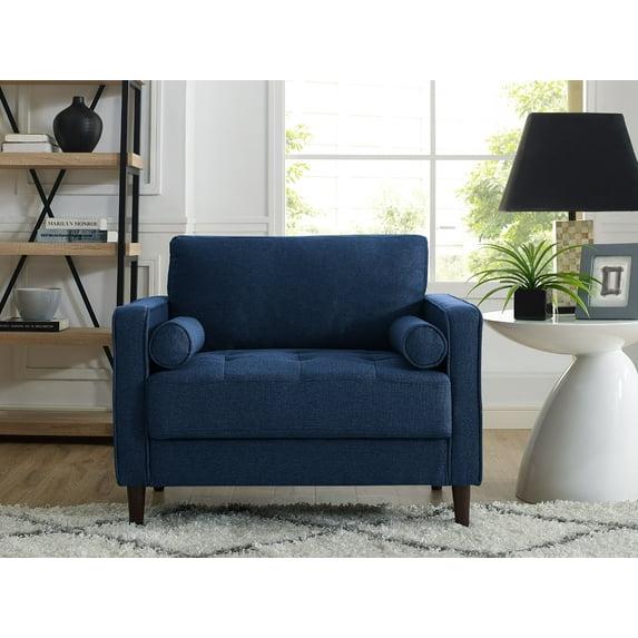 LifeStyle Solutions Jareth King Chair in Navy Blue Fabric Upholstery