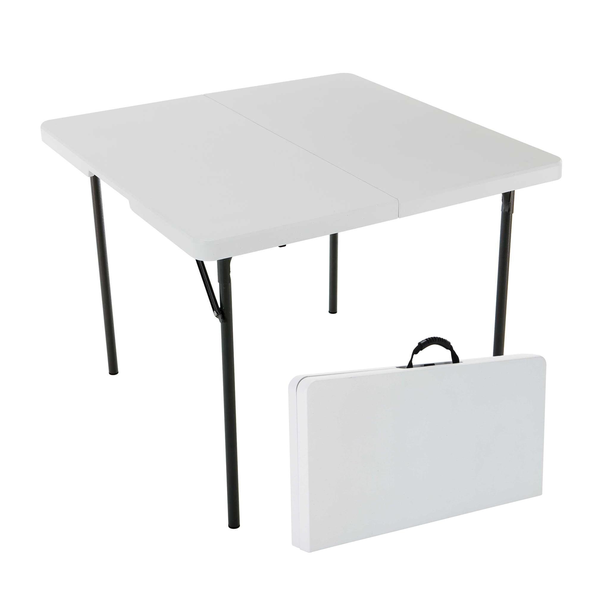 Lifetime 37-Inch White Granite Fold-In-Half Table with Powder-Coated Steel Frame