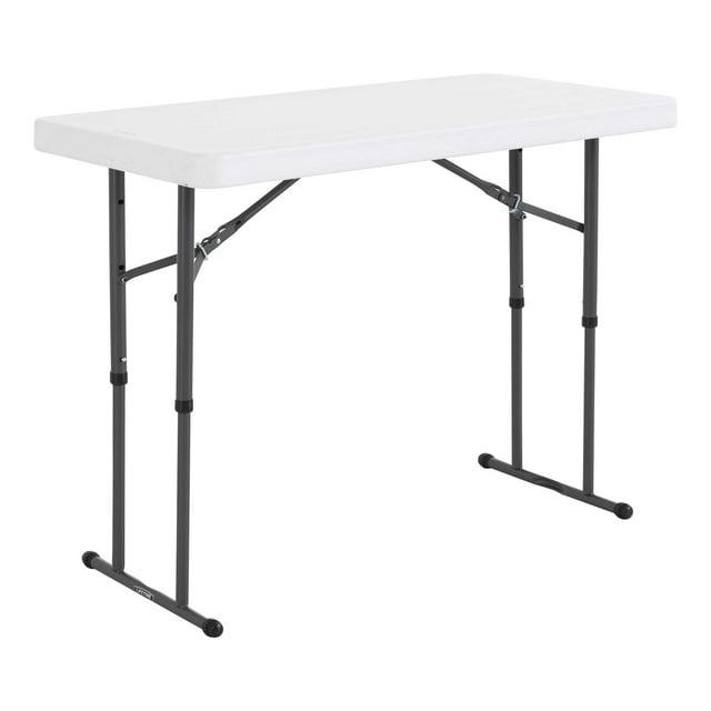 Lifetime Mesa Plegable Rectangular Ajustable de 4 Pies, Grado Comercial Interior/exterior, Granito Blanco (80160)