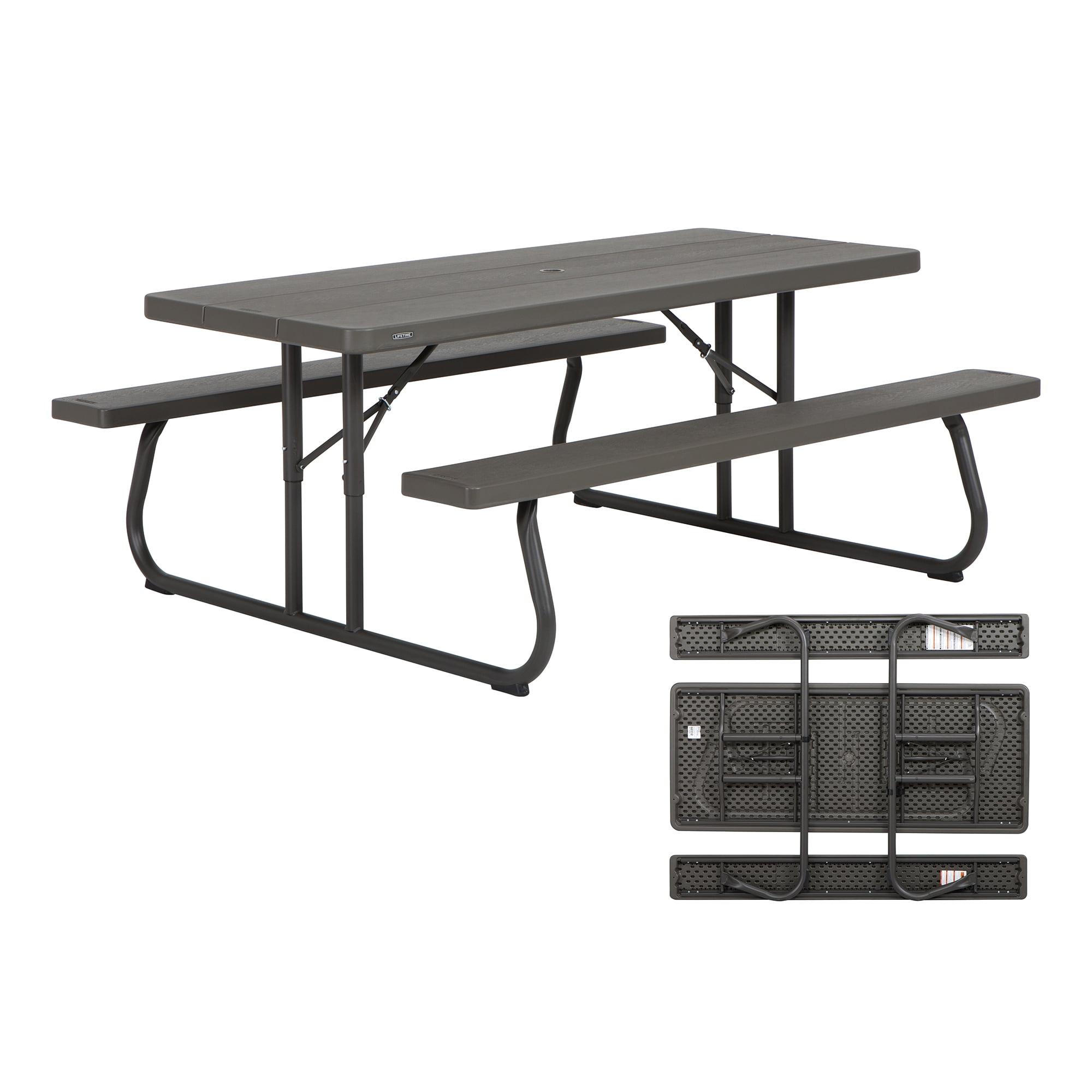 Lifetime 6-Foot Brown Folding Picnic Table with Steel Frame