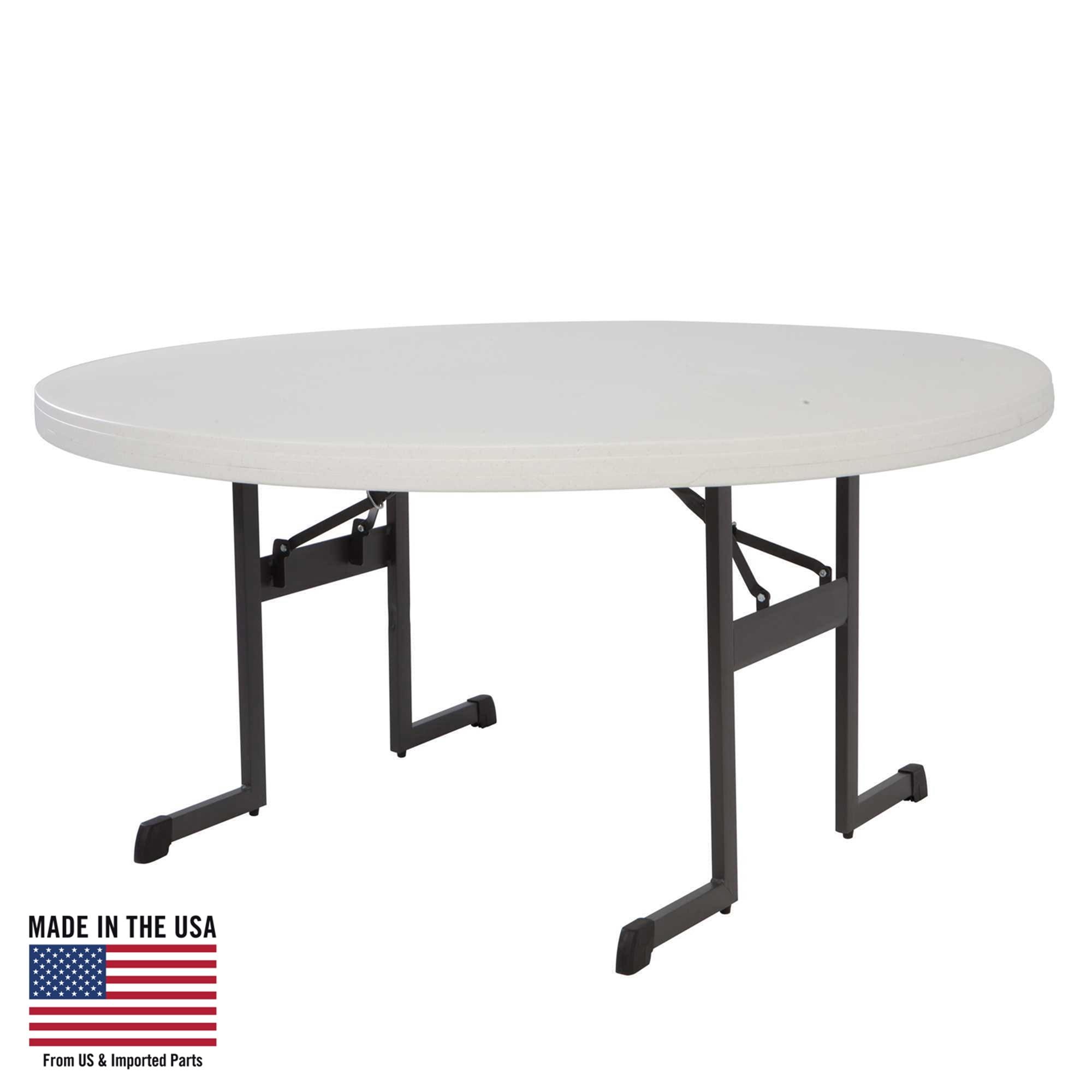 Lifetime 60 Inch Round Folding Banquet Table in Almond