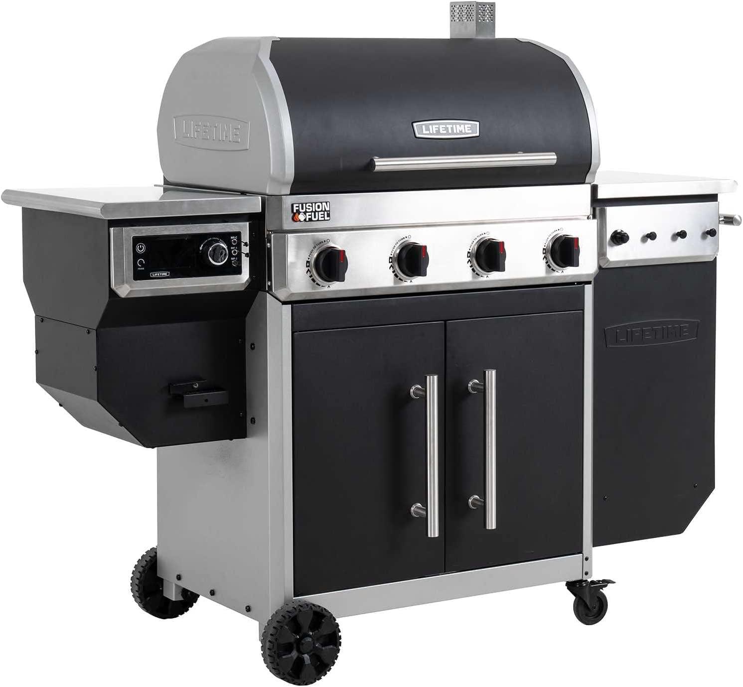 Lifetime Black Propane Gas Grill with Side Burner and Smoker