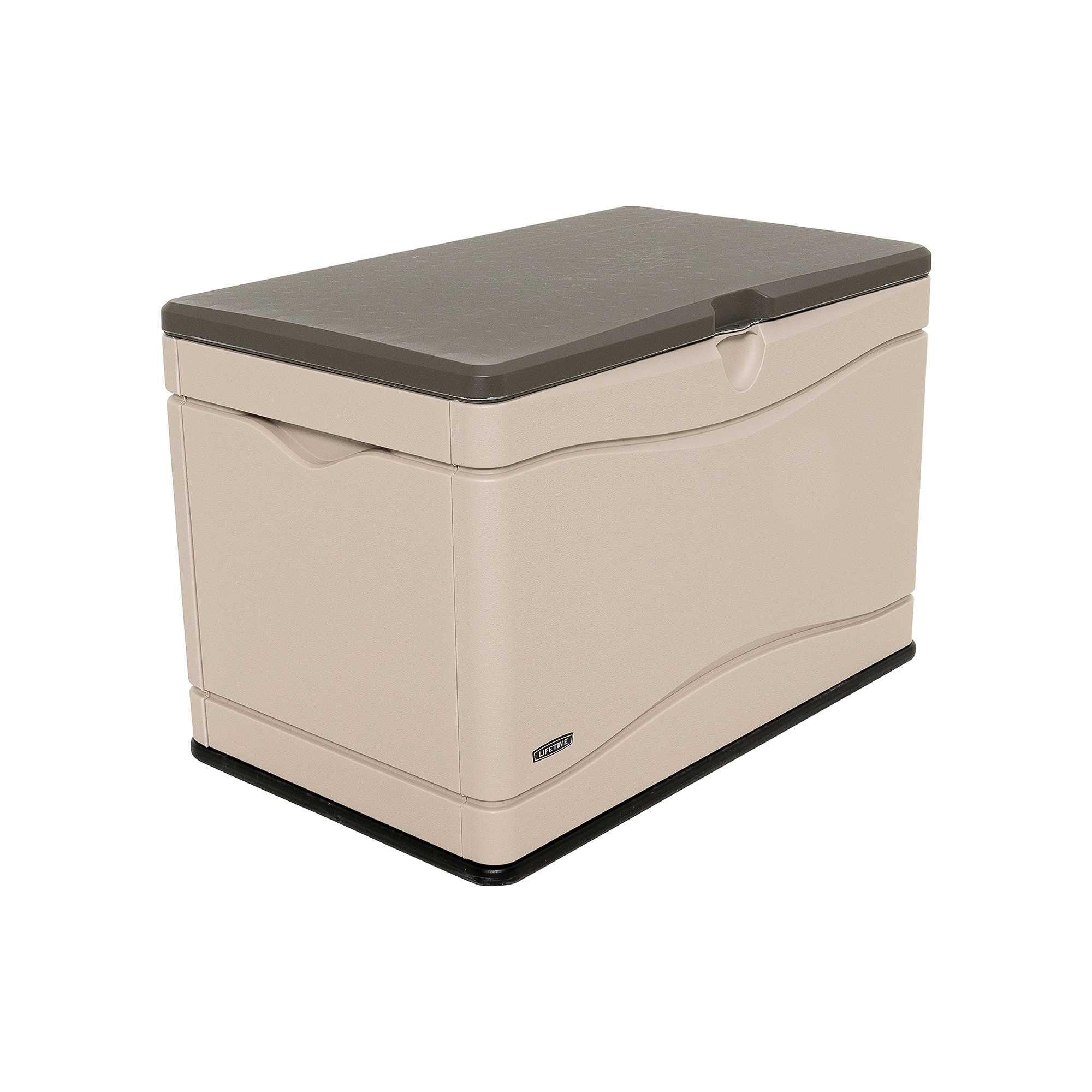 Lifetime 80 Gallon Tan and Brown Lockable Plastic Deck Box