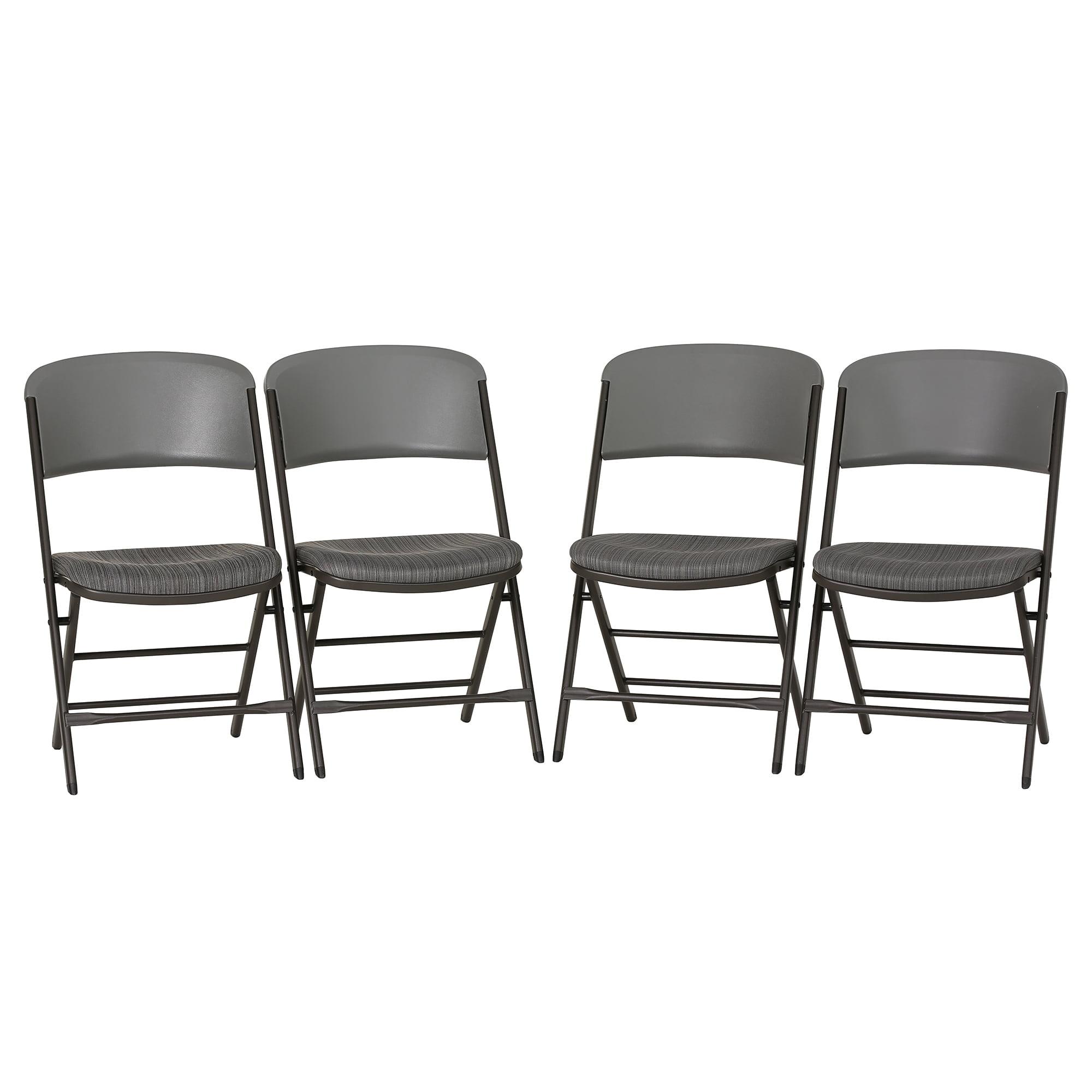 Urban Gray Padded Folding Chairs with Steel Frame, 4-Pack