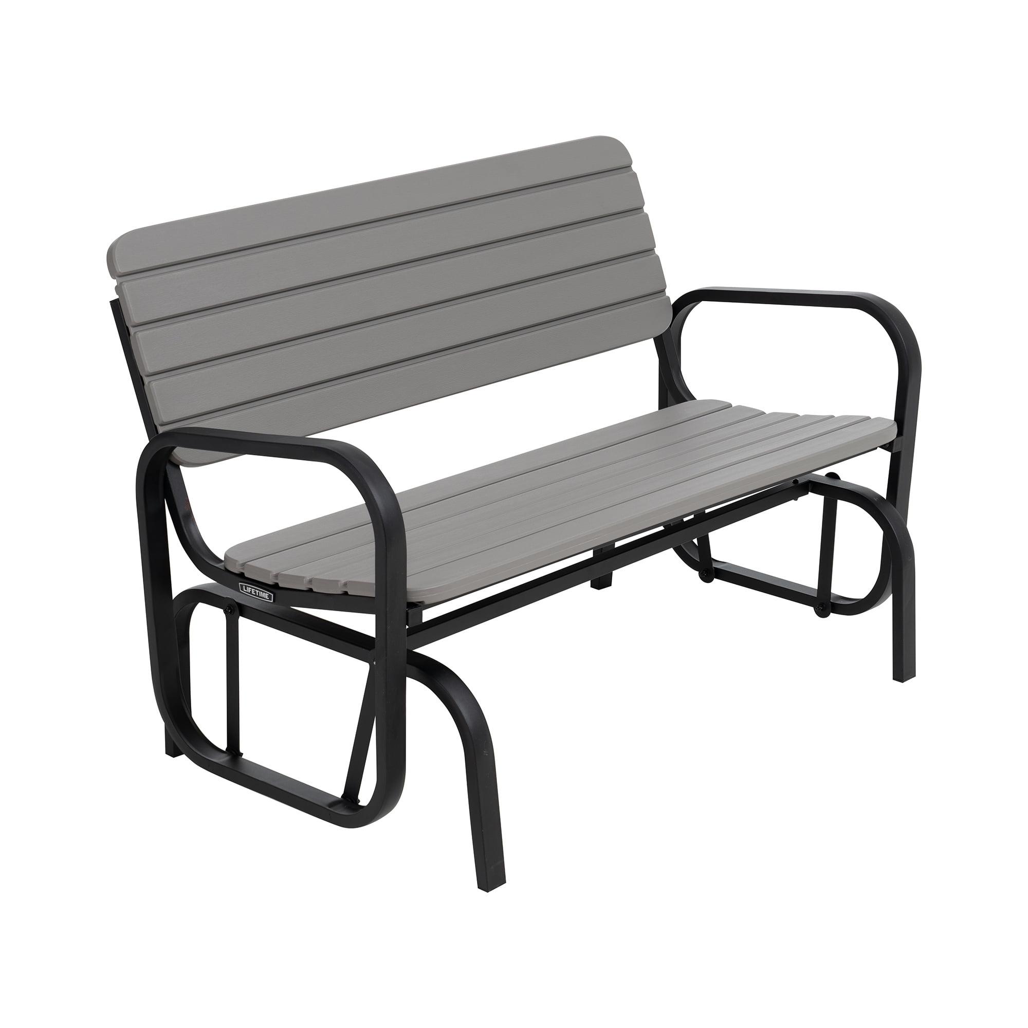 Gray Polyethylene and Steel Outdoor Glider Bench