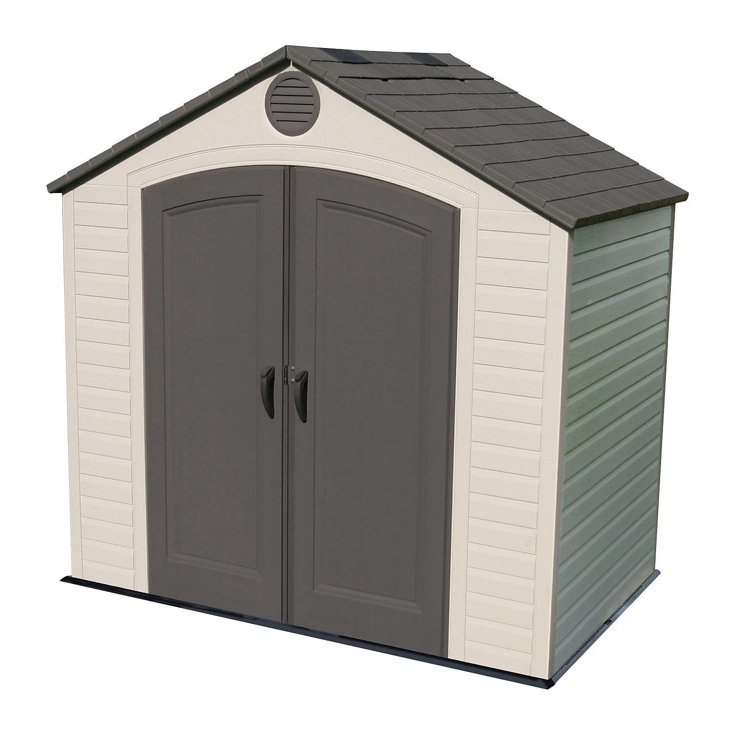 Lifetime Polyethylene Outdoor Double Door Storage Shed, 8 ft. x 5 ft. Tan/Brown (6418)