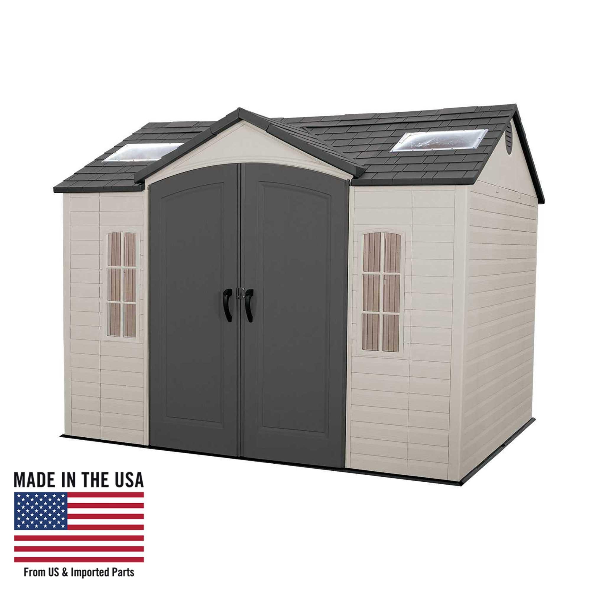 Lifetime Tan and Brown Polyethylene Outdoor Storage Shed with Double Doors, 10 x 8 ft.