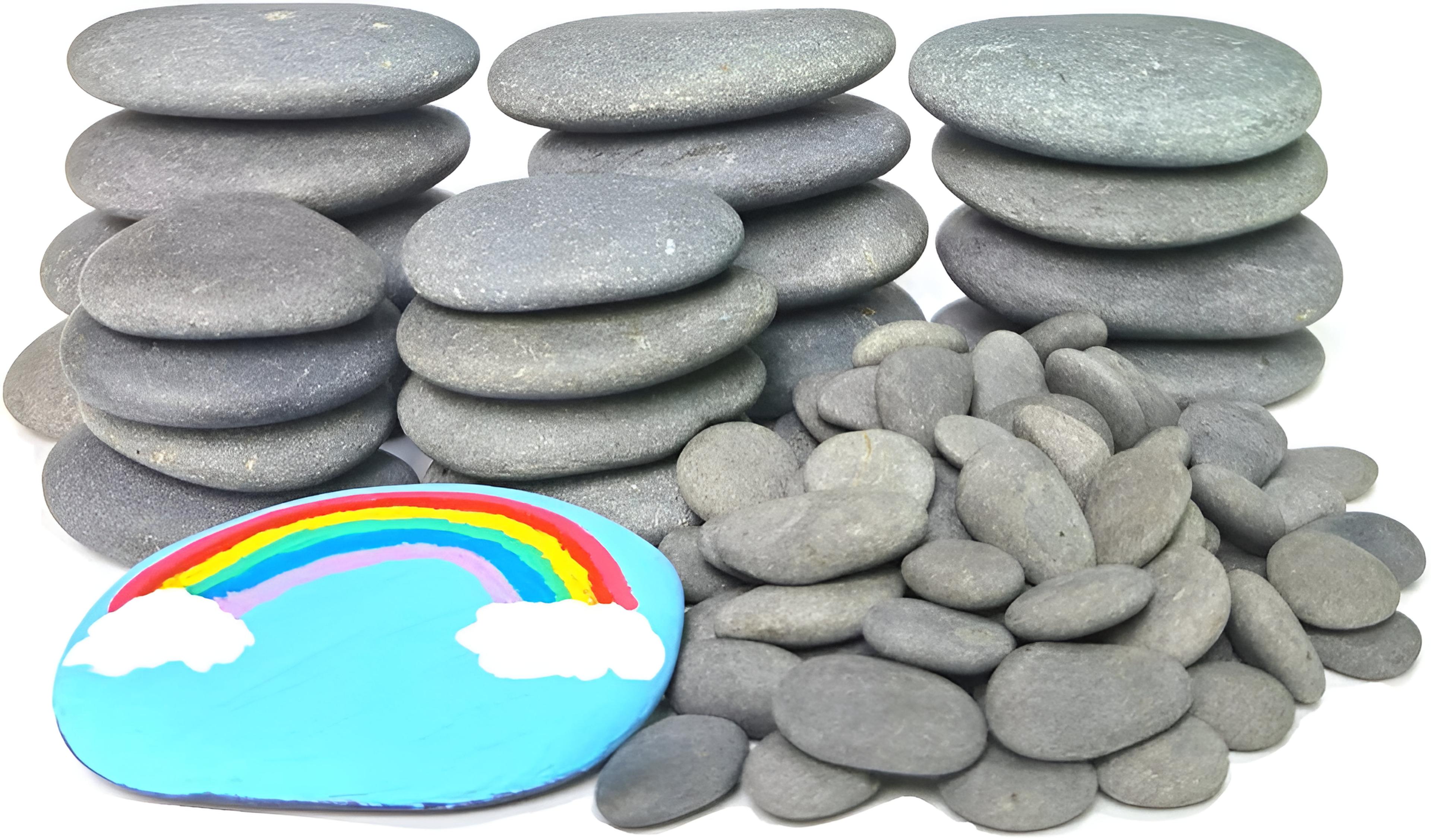 120PCS Flat Smooth Gray Painting Rocks for DIY Crafts