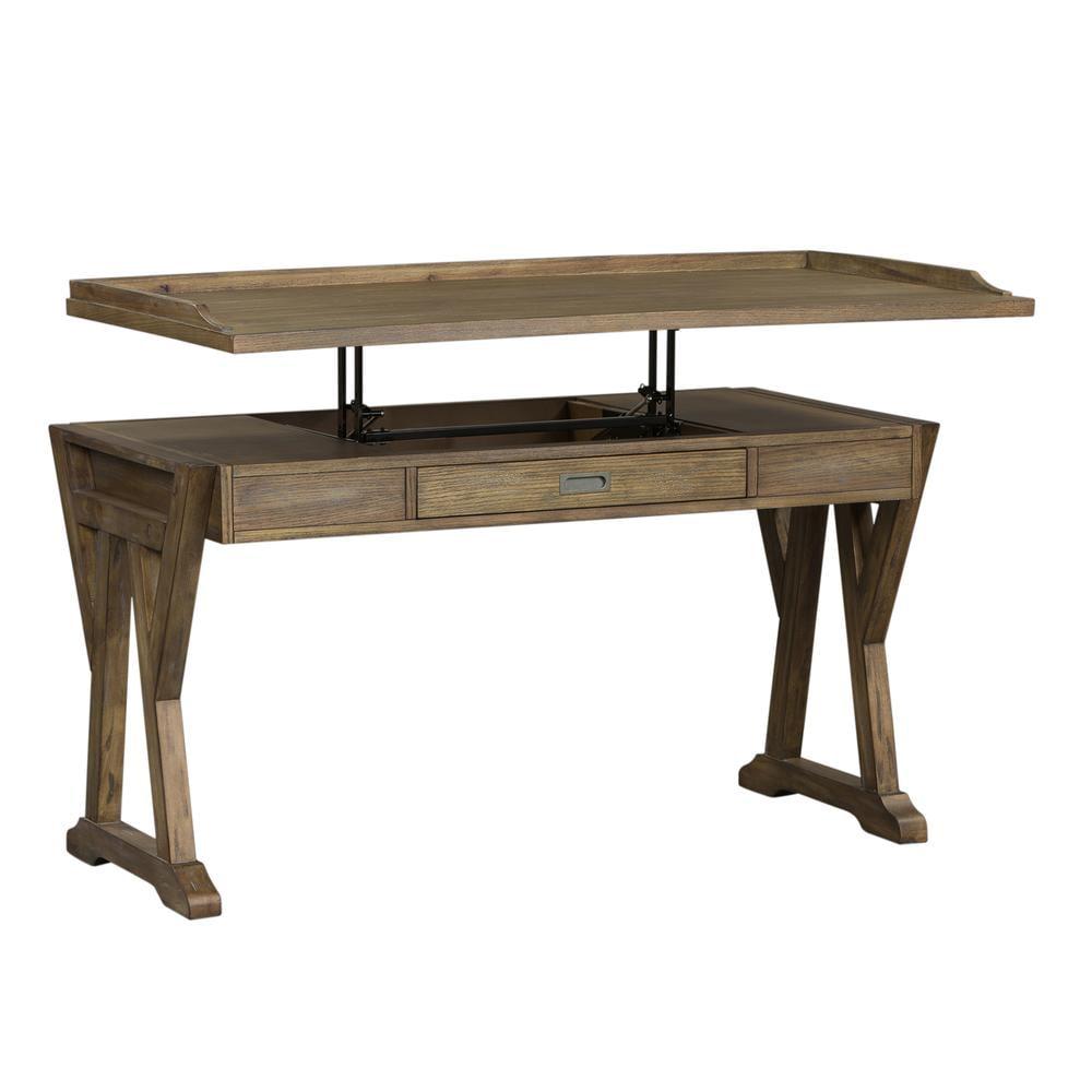 Rustic Saddle Adjustable Height Writing Desk with Keyboard Tray