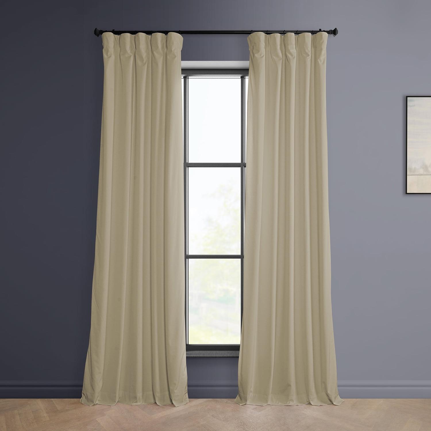Luxurious Light Beige Velvet Room-Darkening Curtain, 50W x 120L