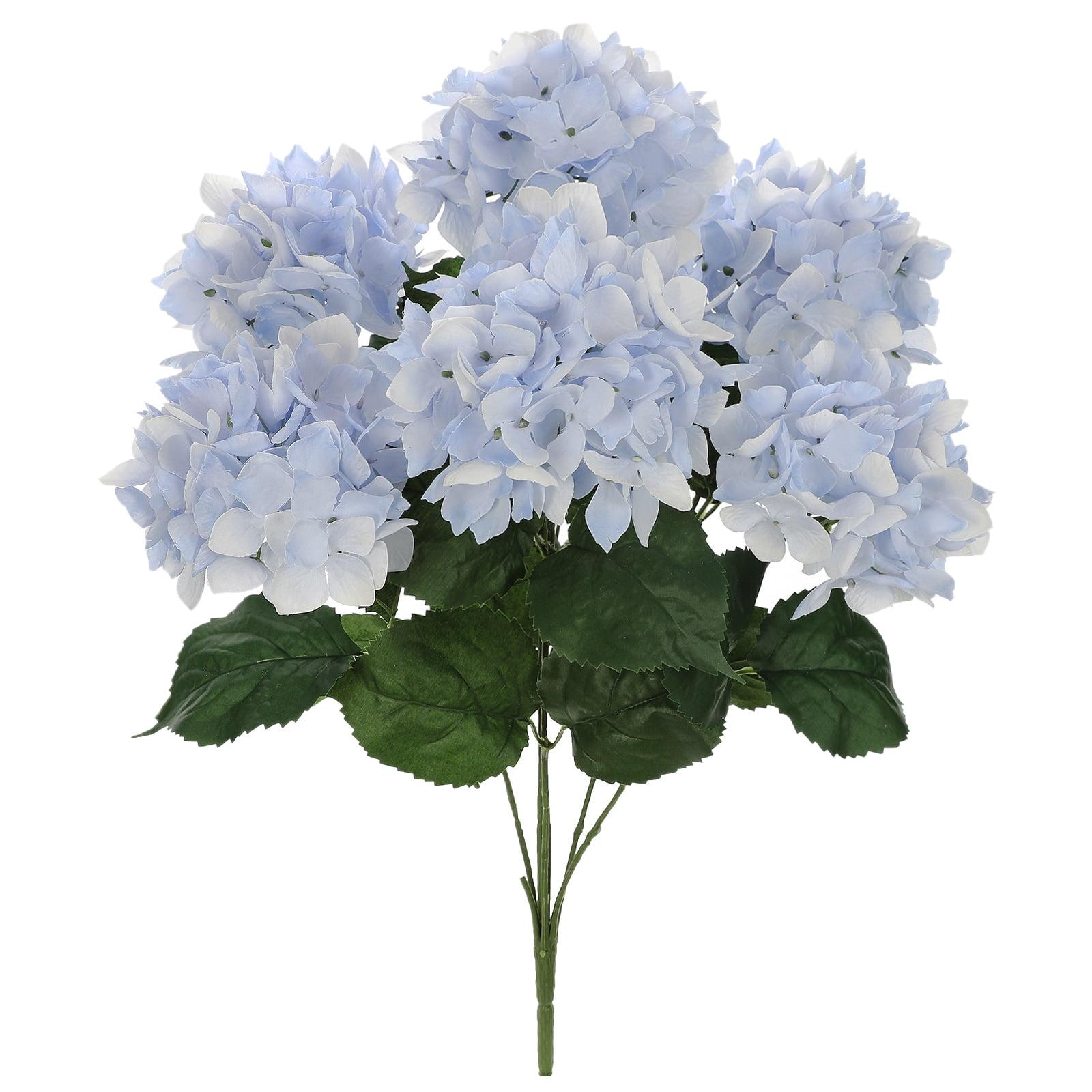 Light Blue Faux Hydrangea Tabletop Arrangement with LED Lights