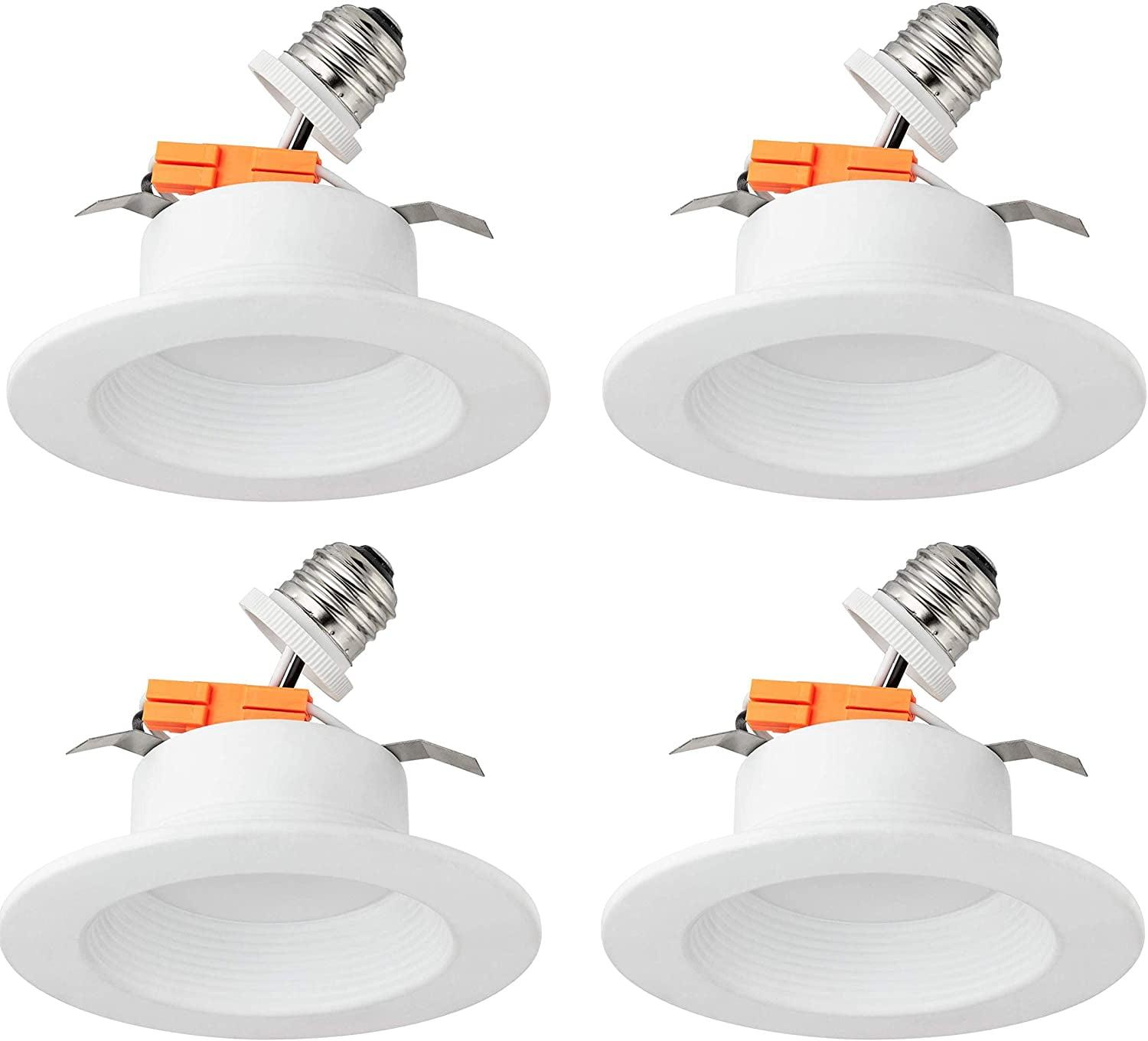 4-Inch White LED Recessed Downlight with Baffle Trim